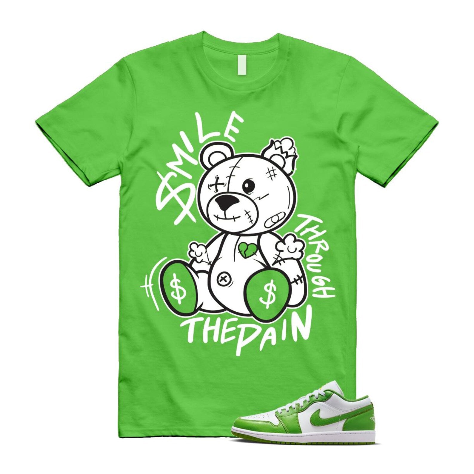 1 Chlorophyll White Lightning Low SE T Shirt Match Smile Through The Pain ,HF4823-100 T-Shirt, Sneaker Match Tee