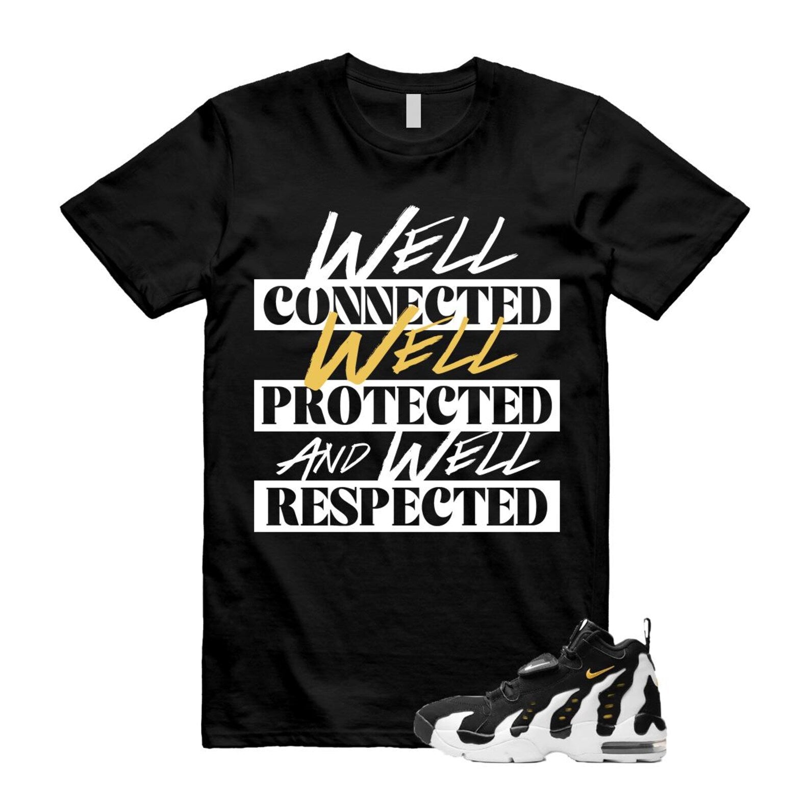 Air DT Max 96 Black White Varsity Maize T Shirt Match WELL ,HM8249-001 T-Shirt, Sneaker Match Tee
