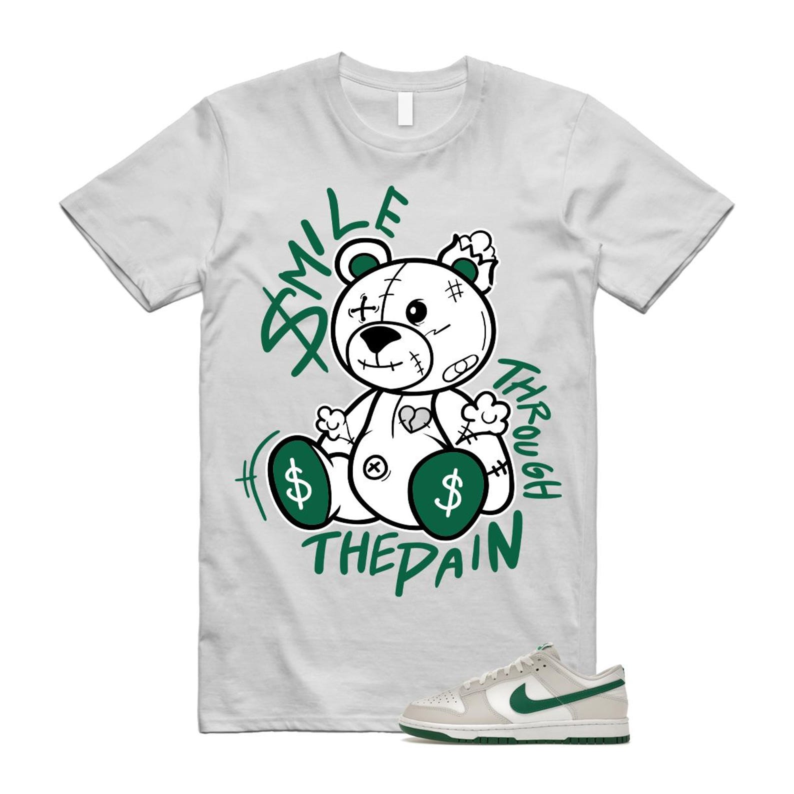 Dunk Summit White Malachite Low Retro T Shirt Match Smile Through The Pain ,DV0831-107 T-Shirt, Sneaker Match Tee