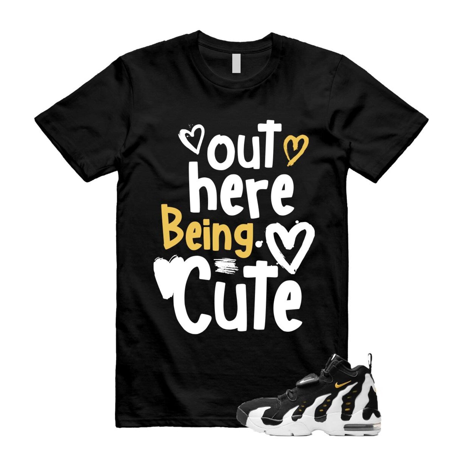 Air DT Max 96 Black White Varsity Maize T Shirt Match Out Here Being Cute ,HM8249-001 T-Shirt, Sneaker Match Tee