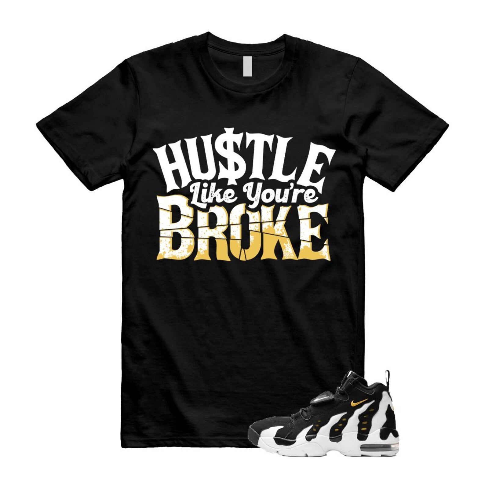 Air DT Max 96 Black White Varsity Maize T Shirt Match BROKE ,HM8249-001 T-Shirt, Sneaker Match Tee