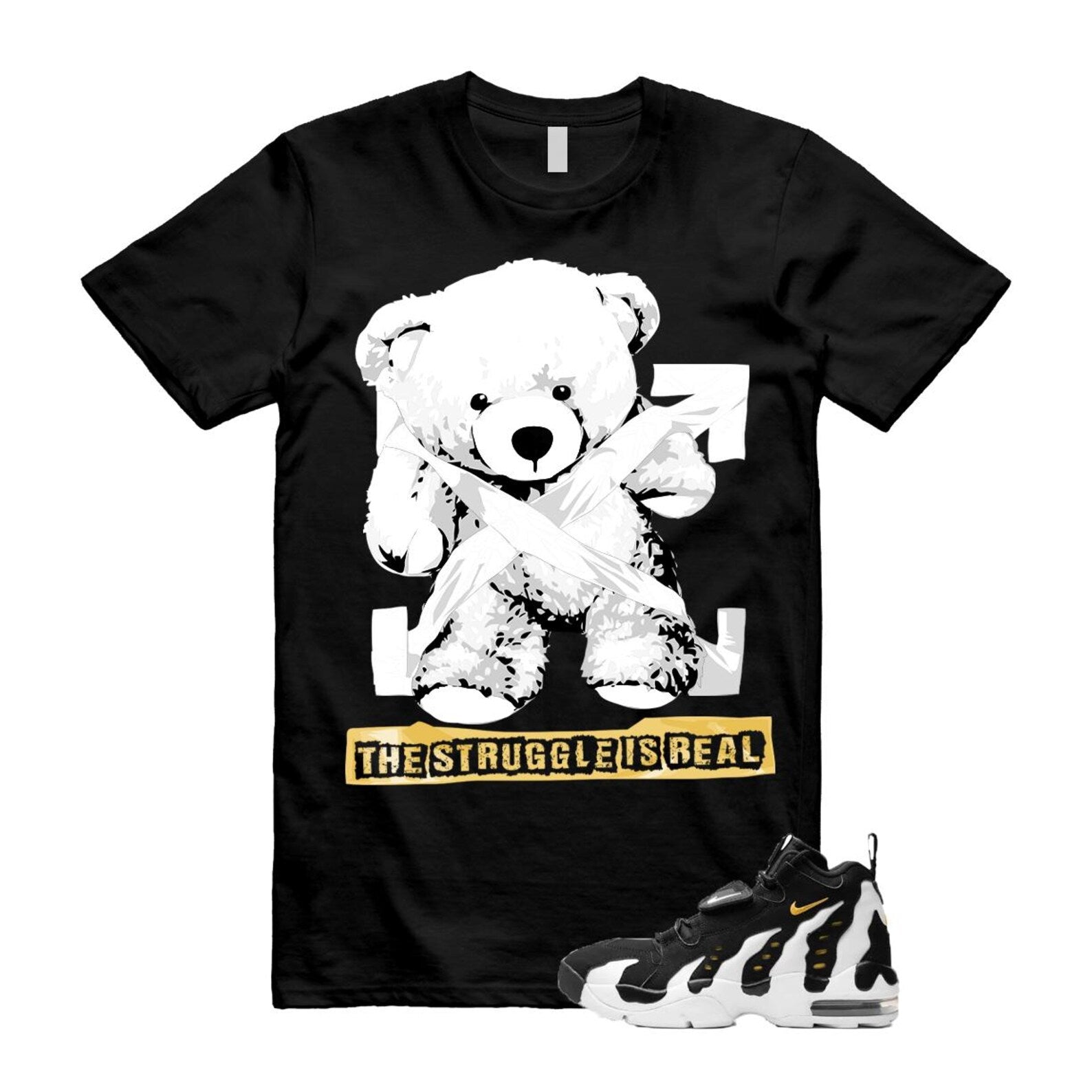 Air DT Max 96 Black White Varsity Maize T Shirt Match STRUG ,HM8249-001 T-Shirt, Sneaker Match Tee