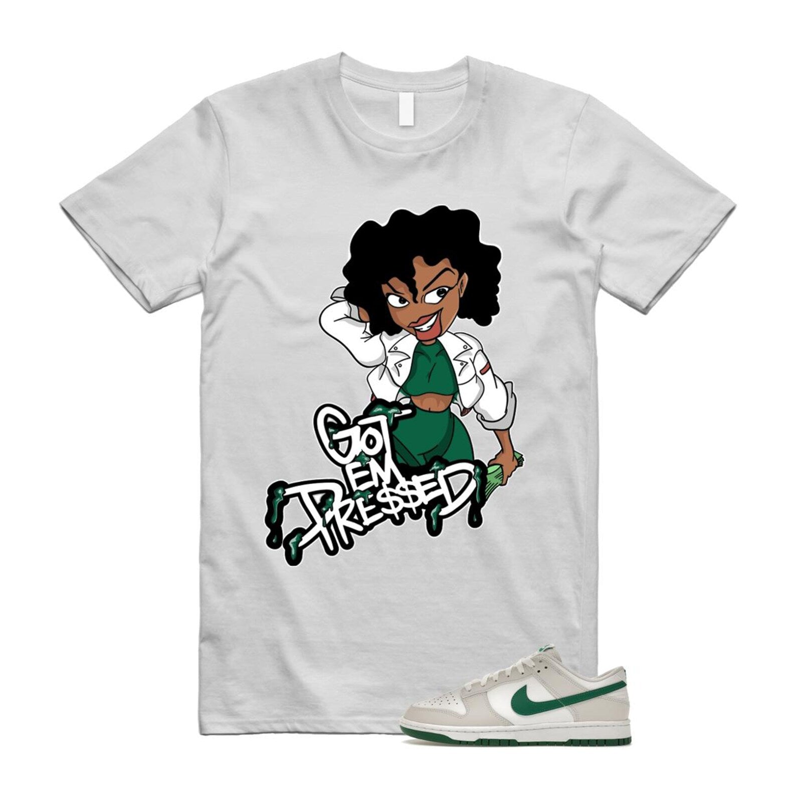 Dunk Summit White Malachite Low Retro T Shirt Match PRESSED ,DV0831-107 T-Shirt, Sneaker Match Tee