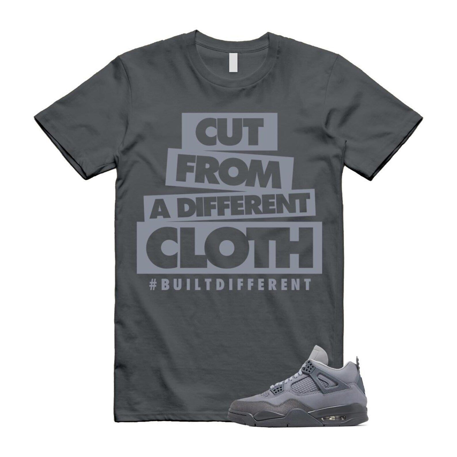 4 Wet Cement Smoke Iron Grey Retro SE T Shirt Match CLOTH ,FQ7928-001 T-Shirt, Sneaker Match Tee