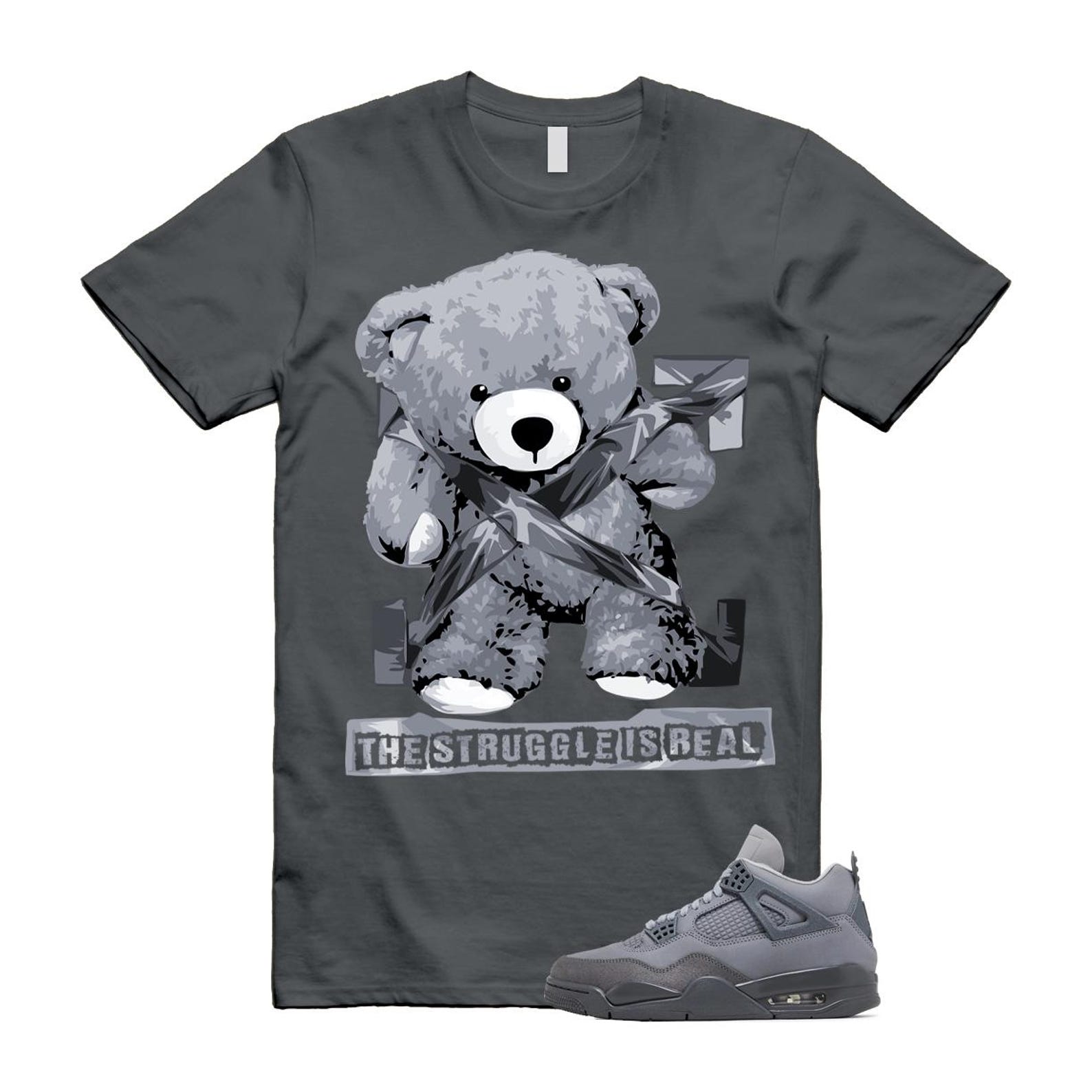 4 Wet Cement Smoke Iron Grey Retro SE T Shirt Match STRUG ,FQ7928-001 T-Shirt, Sneaker Match Tee