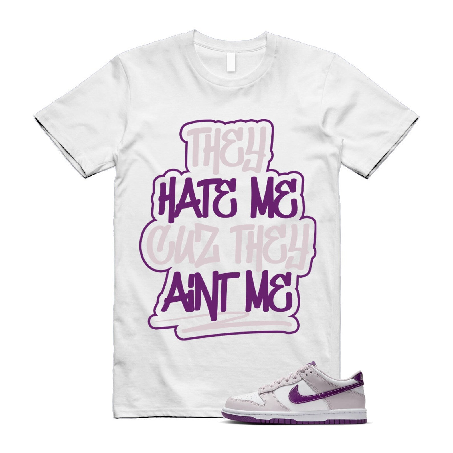 Dunk Platinum Violet Viotech White Low T Shirt Match AINT ME ,FB9109-104 T-Shirt, Sneaker Match Tee