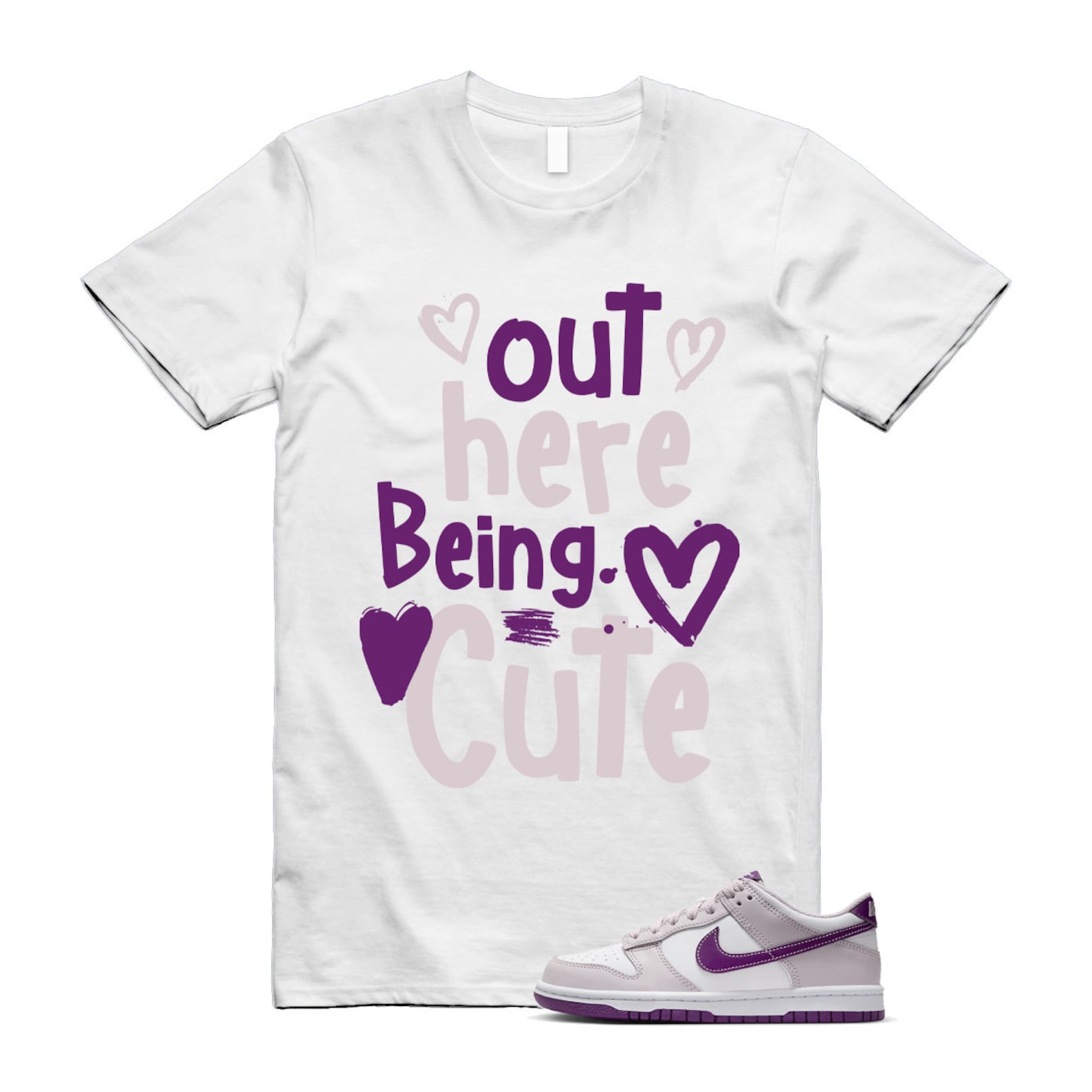 Dunk Platinum Violet Viotech White Low T Shirt Match Out Here Being Cute ,FB9109-104 T-Shirt, Sneaker Match Tee
