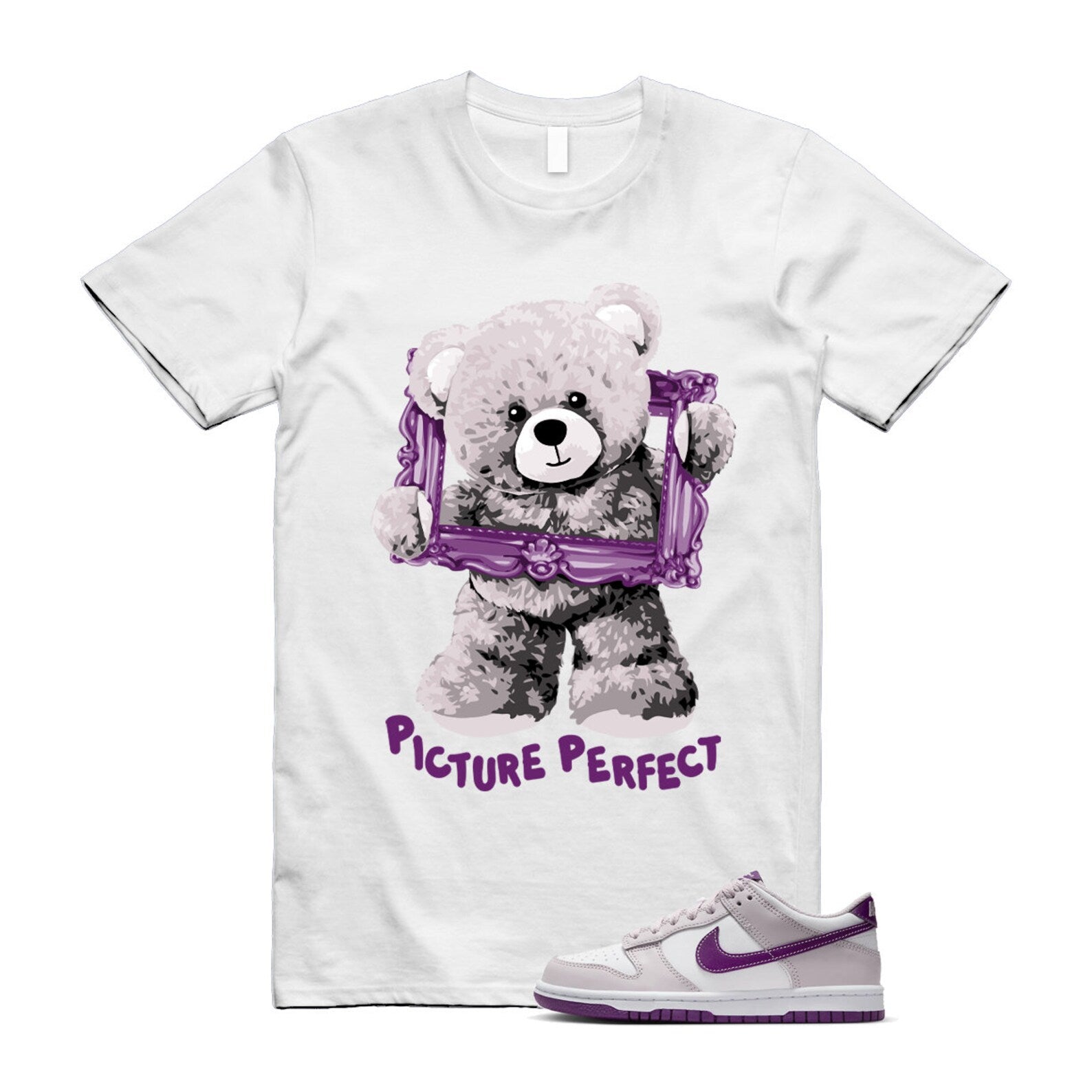 Dunk Platinum Violet Viotech White Low T Shirt Match PIC ,FB9109-104 T-Shirt, Sneaker Match Tee