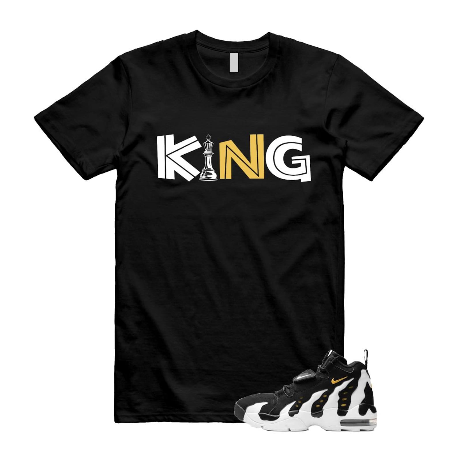 Air DT Max 96 Black White Varsity Maize T Shirt Match KING ,HM8249-001 T-Shirt, Sneaker Match Tee