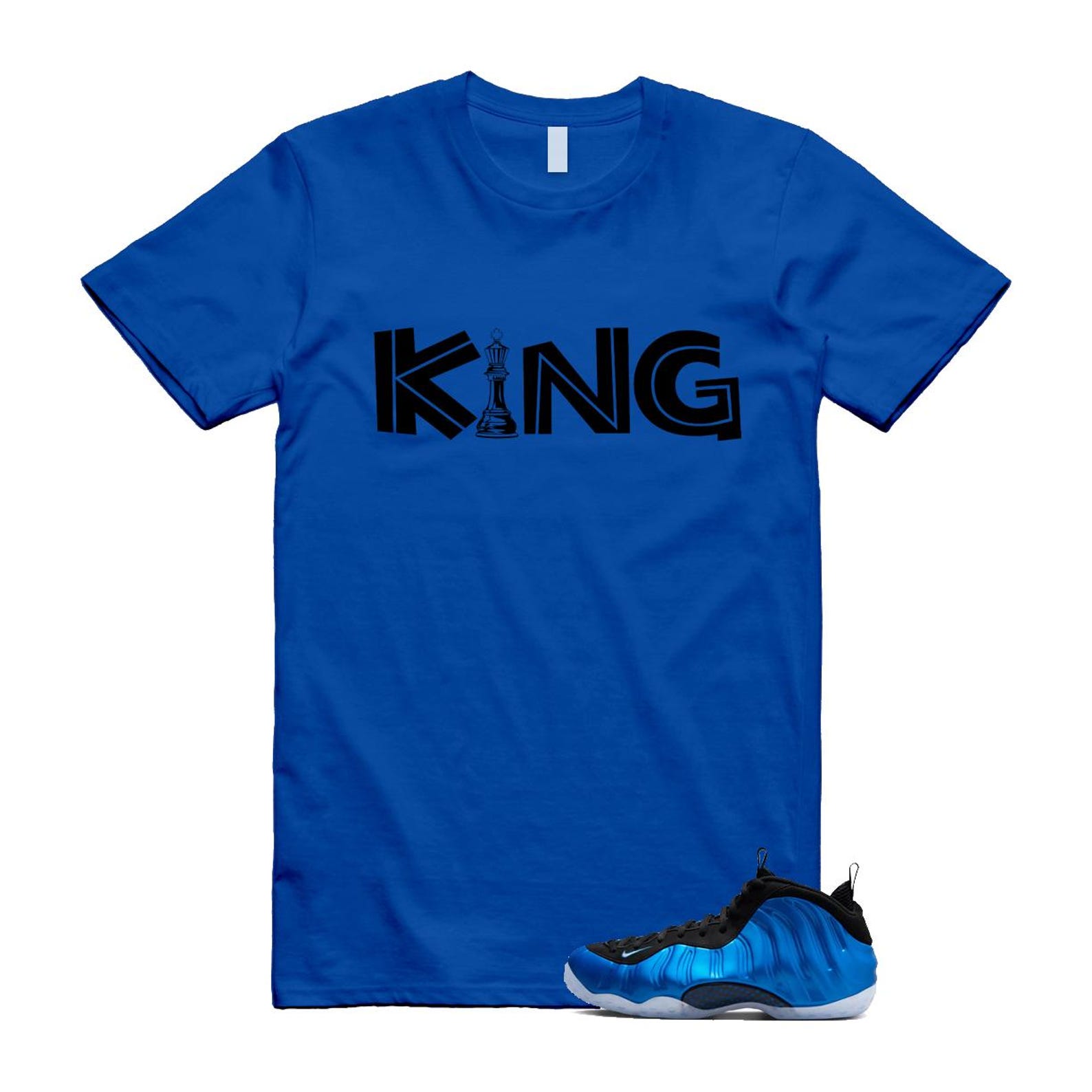 Foamposite Royal International Blue One Air White Black Clear T Shirt Match KING ,FQ8181-511 T-Shirt, Sneaker Match Tee