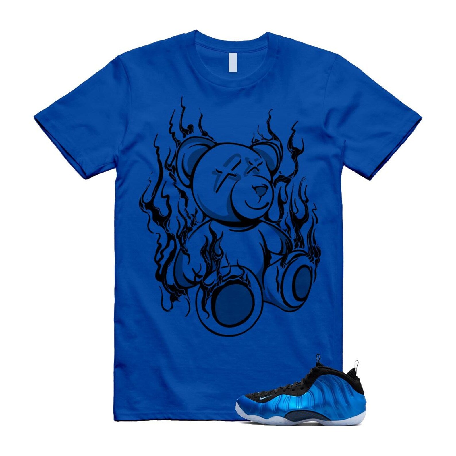 Foamposite Royal International Blue One Air White Black Clear T Shirt Match LIT ,FQ8181-511 T-Shirt, Sneaker Match Tee