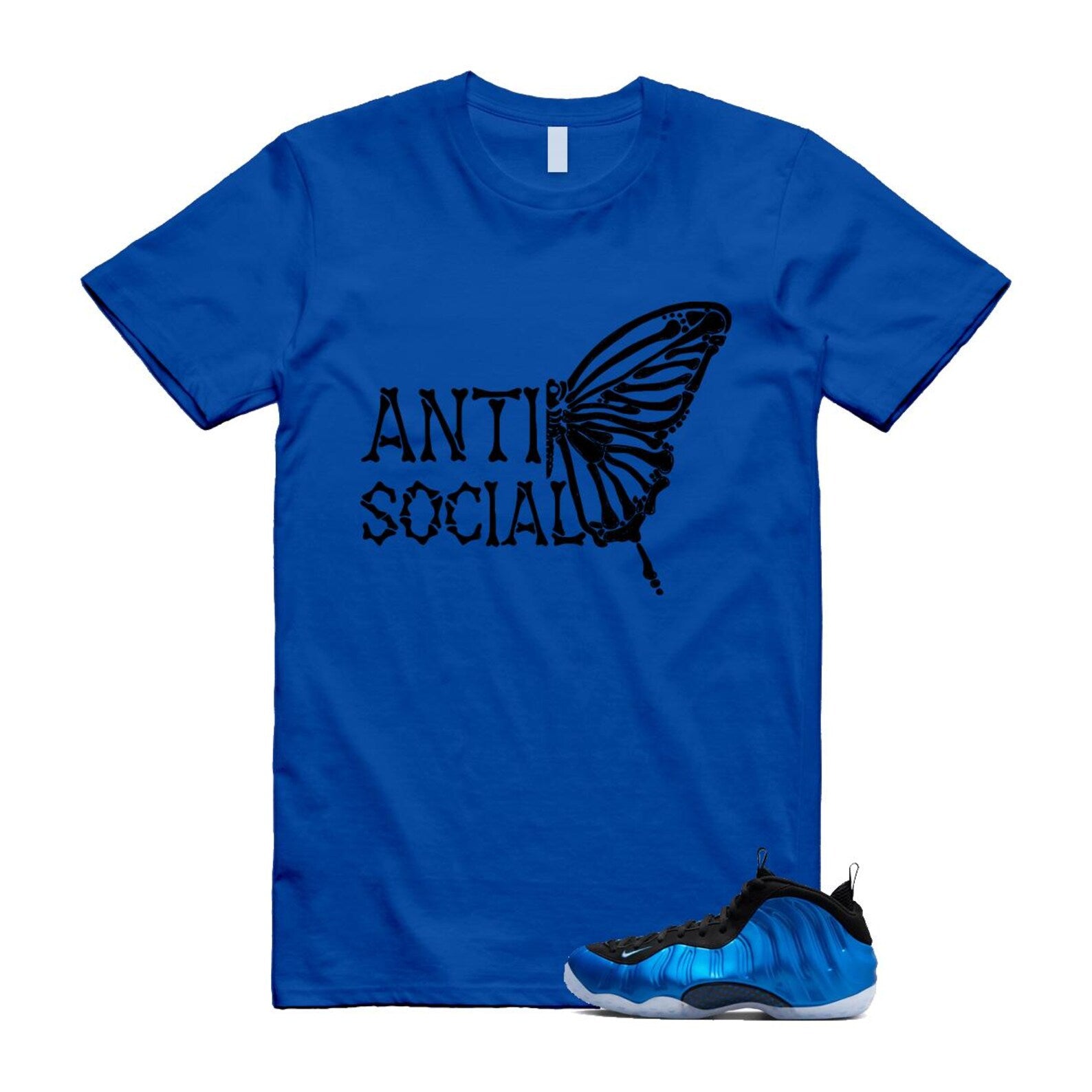 Foamposite Royal International Blue One Air White Black Clear T Shirt Match ASB ,FQ8181-511 T-Shirt, Sneaker Match Tee