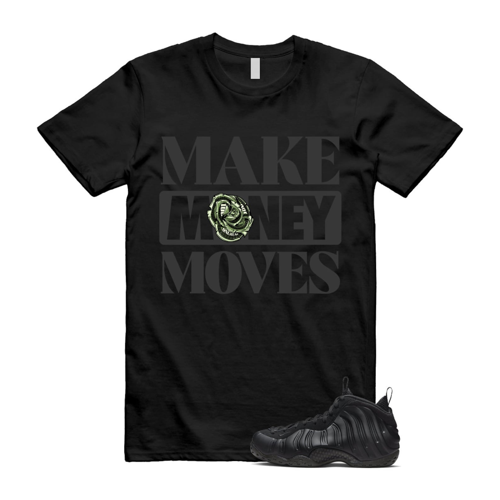 Foamposite Anthracite Air One Black T Shirt Match MOVES ,FD5855-001 T-Shirt, Sneaker Match Tee