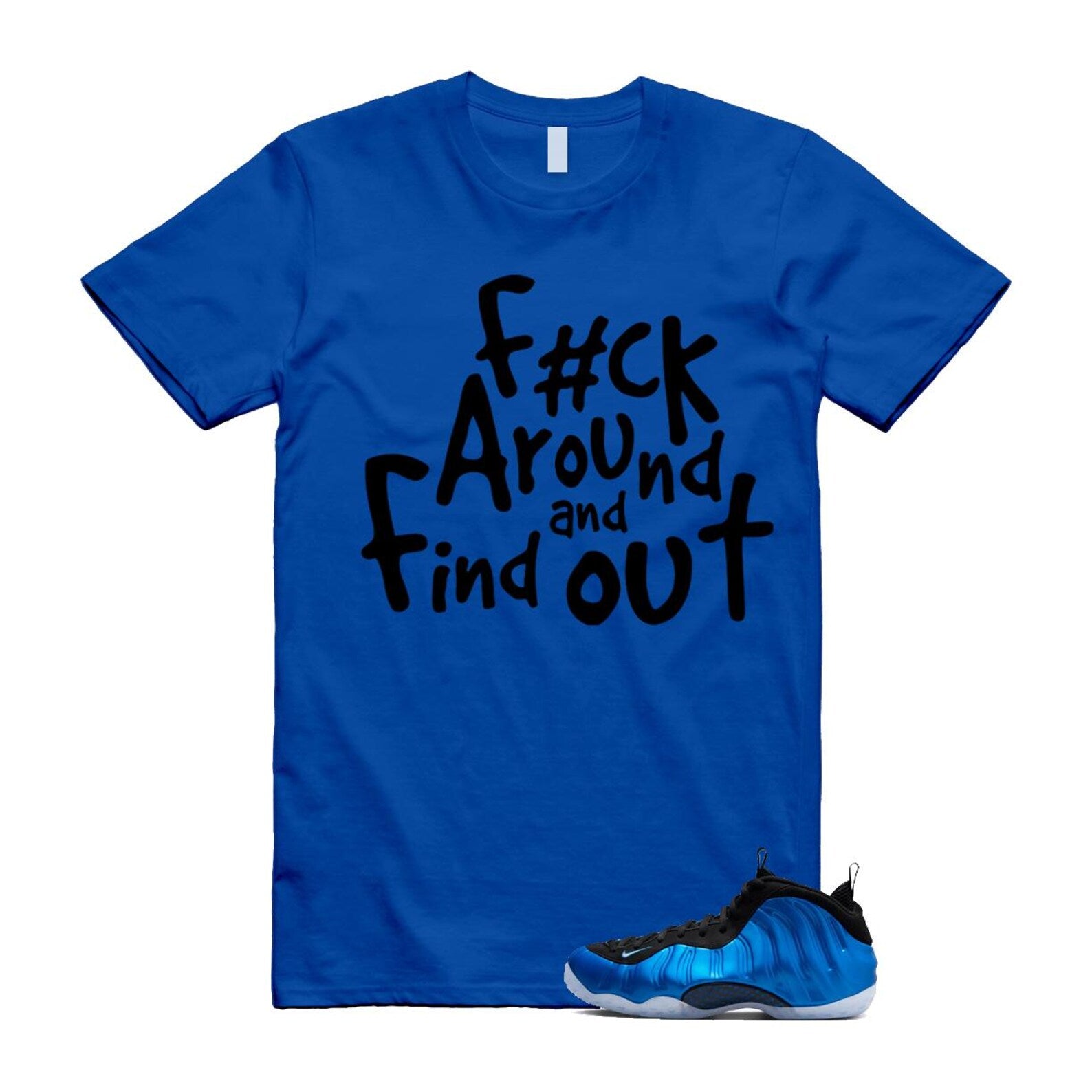 Foamposite Royal International Blue One Air White Black Clear T Shirt Match FCK2 ,FQ8181-511 T-Shirt, Sneaker Match Tee