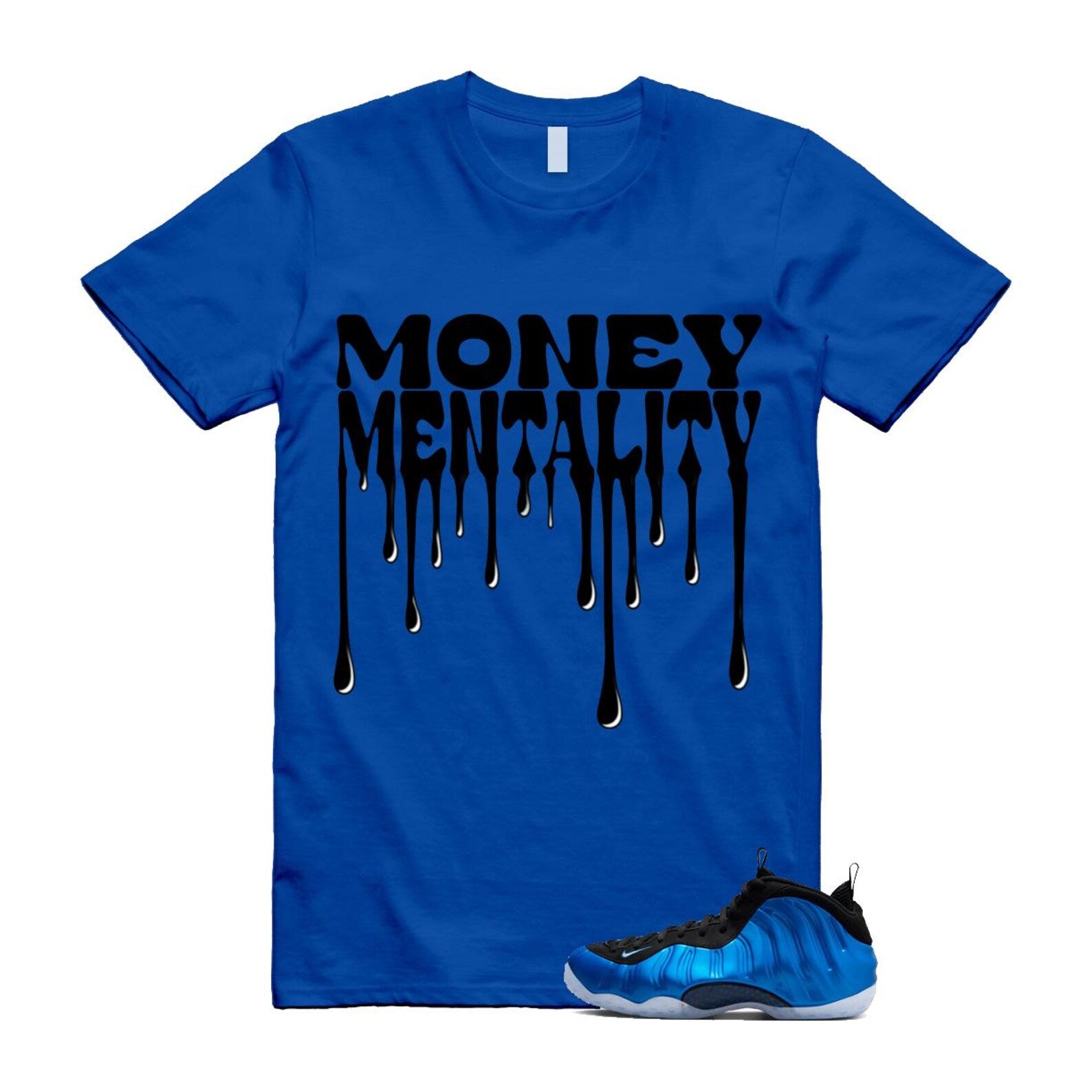 Foamposite Royal International Blue One Air White Black Clear T Shirt Match MENTALITY ,FQ8181-511 T-Shirt, Sneaker Match Tee
