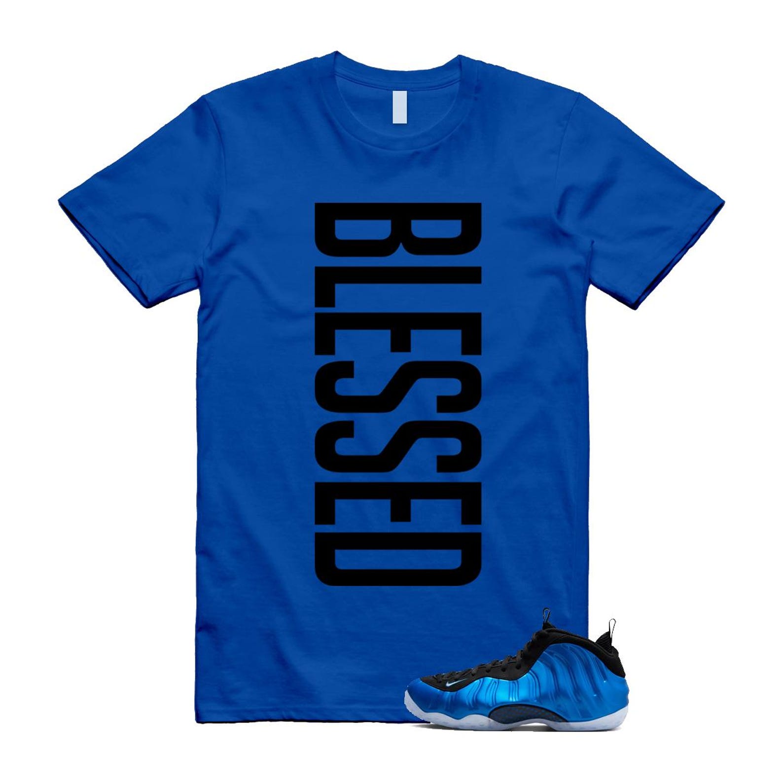 Foamposite Royal International Blue One Air White Black Clear T Shirt Match VERTBLS ,FQ8181-511 T-Shirt, Sneaker Match Tee
