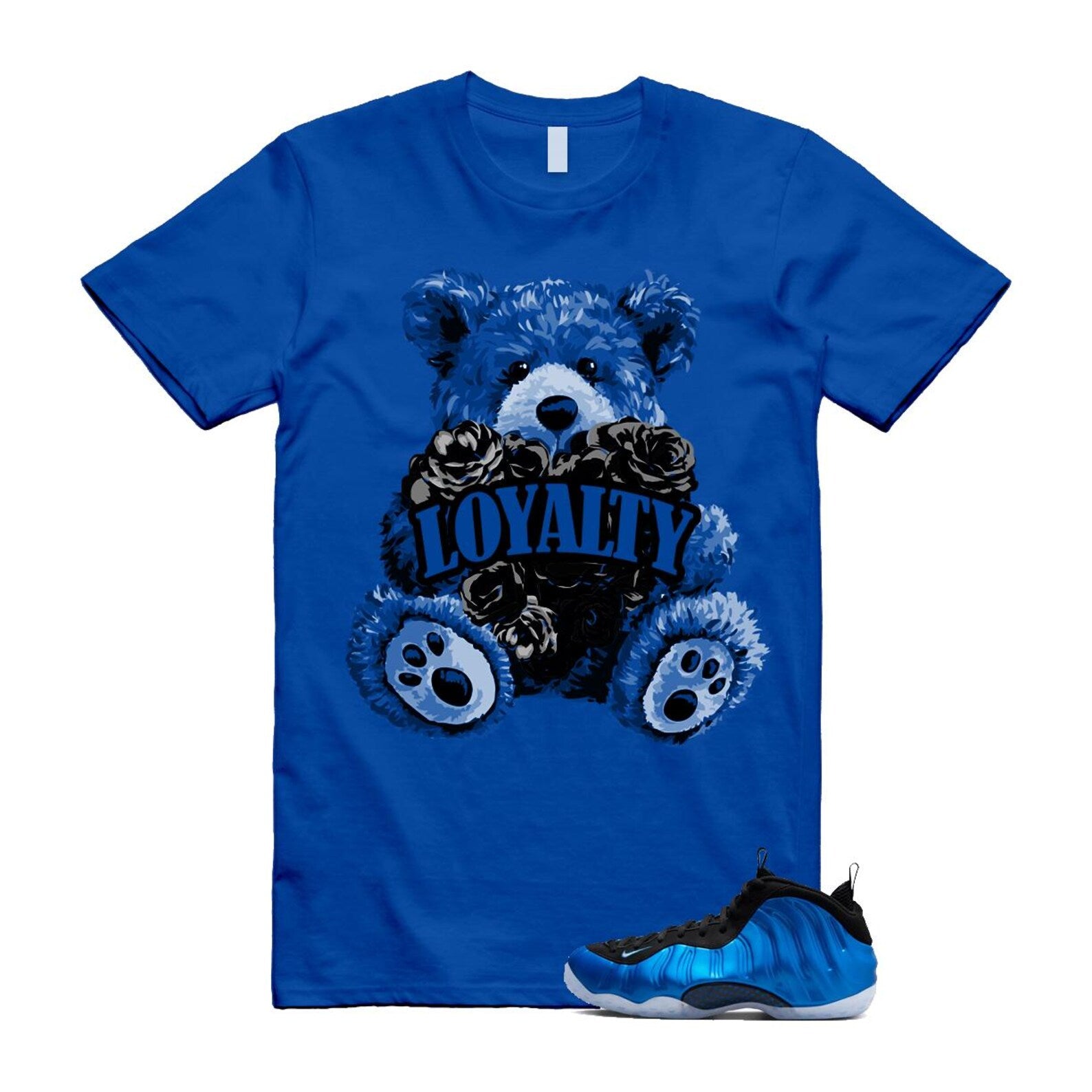 Foamposite Royal International Blue One Air White Black Clear T Shirt Match LYLTY ,FQ8181-511 T-Shirt, Sneaker Match Tee
