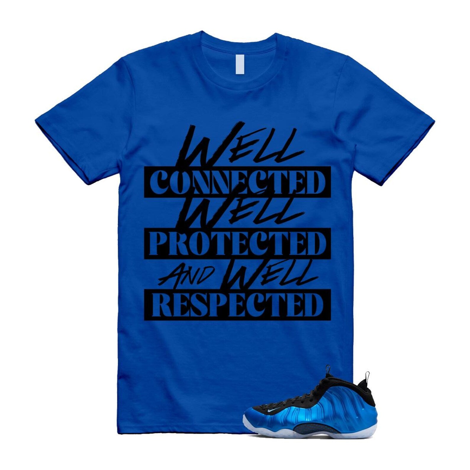 Foamposite Royal International Blue One Air White Black Clear T Shirt Match WELL ,FQ8181-511 T-Shirt, Sneaker Match Tee