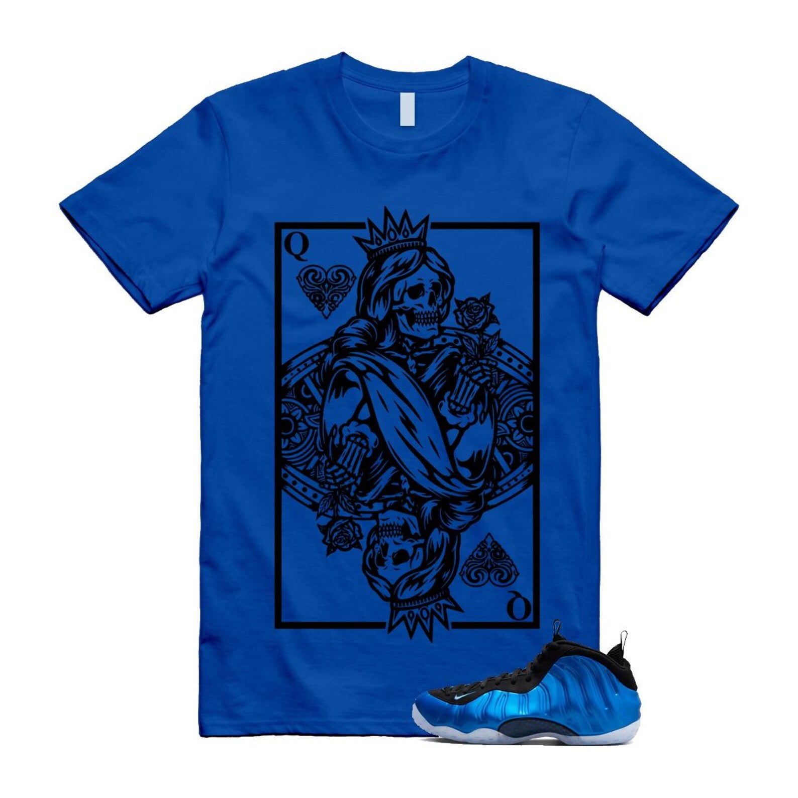 Foamposite Royal International Blue One Air White Black Clear T Shirt Match QC ,FQ8181-511 T-Shirt, Sneaker Match Tee
