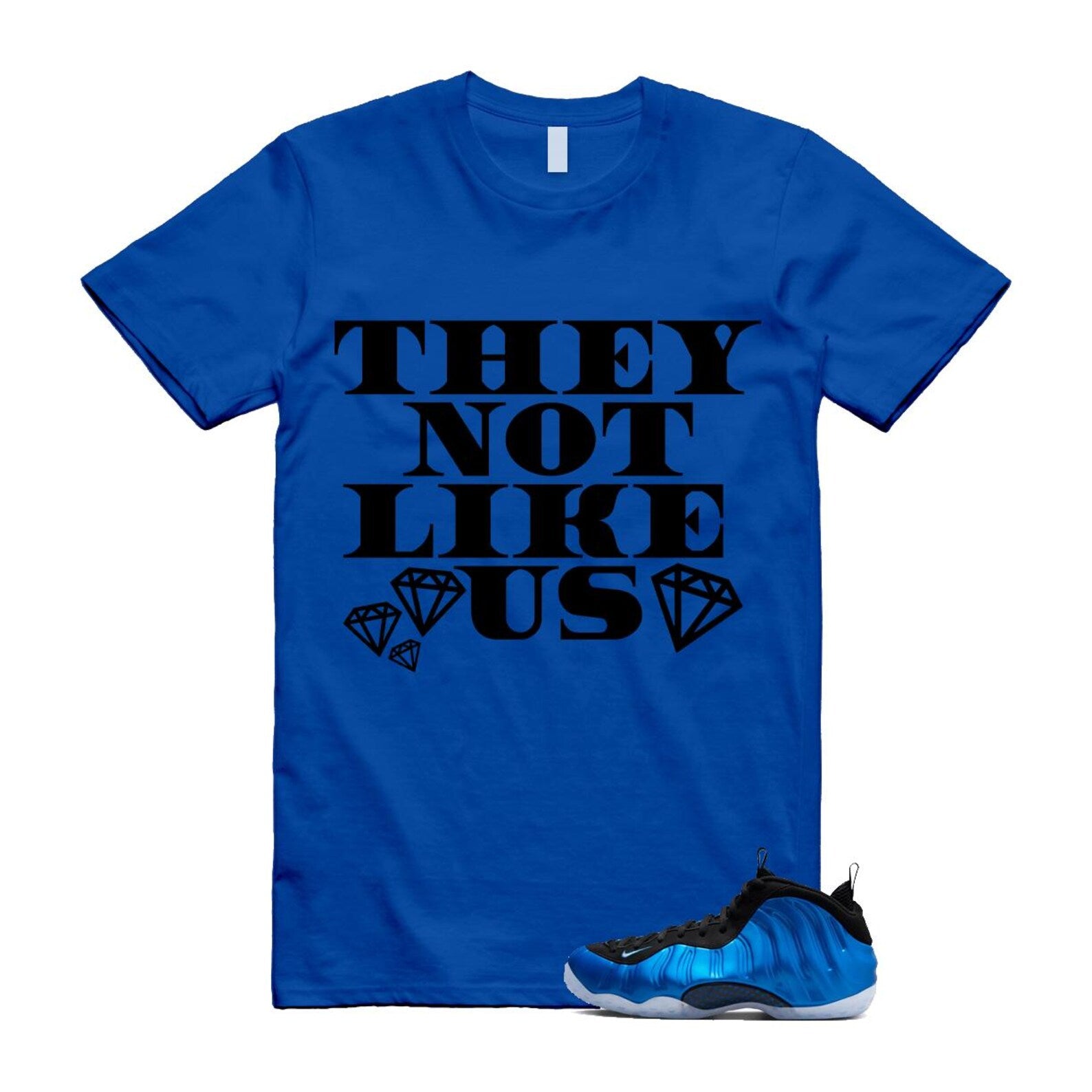 Foamposite Royal International Blue One Air White Black Clear T Shirt Match US2 ,FQ8181-511 T-Shirt, Sneaker Match Tee