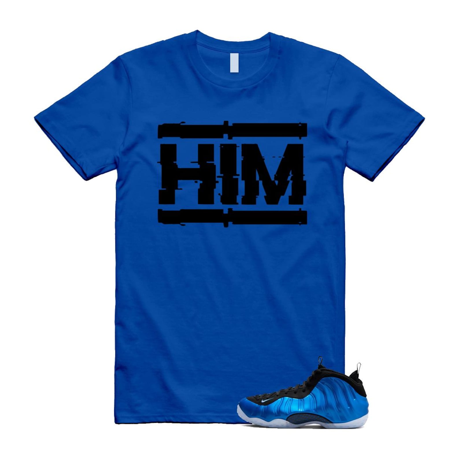 Foamposite Royal International Blue One Air White Black Clear T Shirt Match HIM ,FQ8181-511 T-Shirt, Sneaker Match Tee