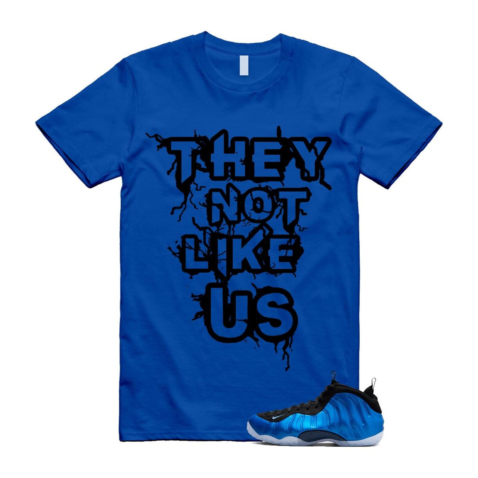 Foamposite Royal International Blue One Air White Black Clear T Shirt Match US ,FQ8181-511 T-Shirt, Sneaker Match Tee