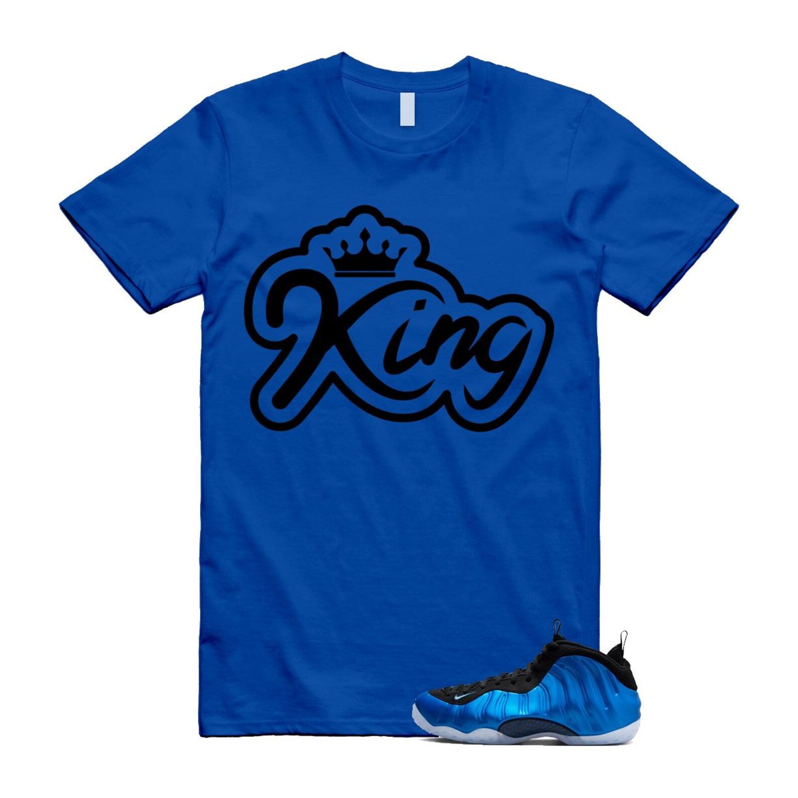 Foamposite Royal International Blue One Air White Black Clear T Shirt Match K2 ,FQ8181-511 T-Shirt, Sneaker Match Tee