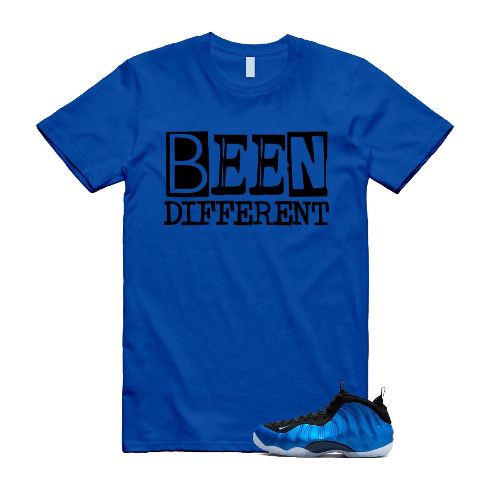 Foamposite Royal International Blue One Air White Black Clear T Shirt Match BEEN ,FQ8181-511 T-Shirt, Sneaker Match Tee