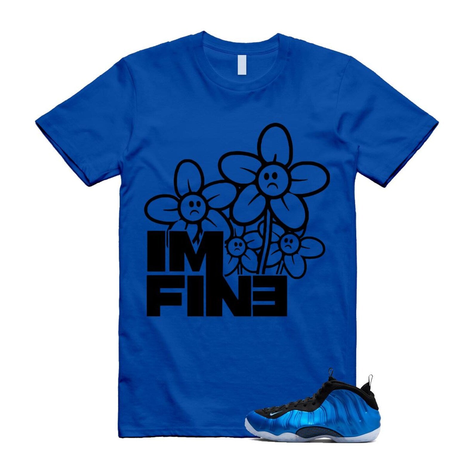Foamposite Royal International Blue One Air White Black Clear T Shirt Match FINE ,FQ8181-511 T-Shirt, Sneaker Match Tee