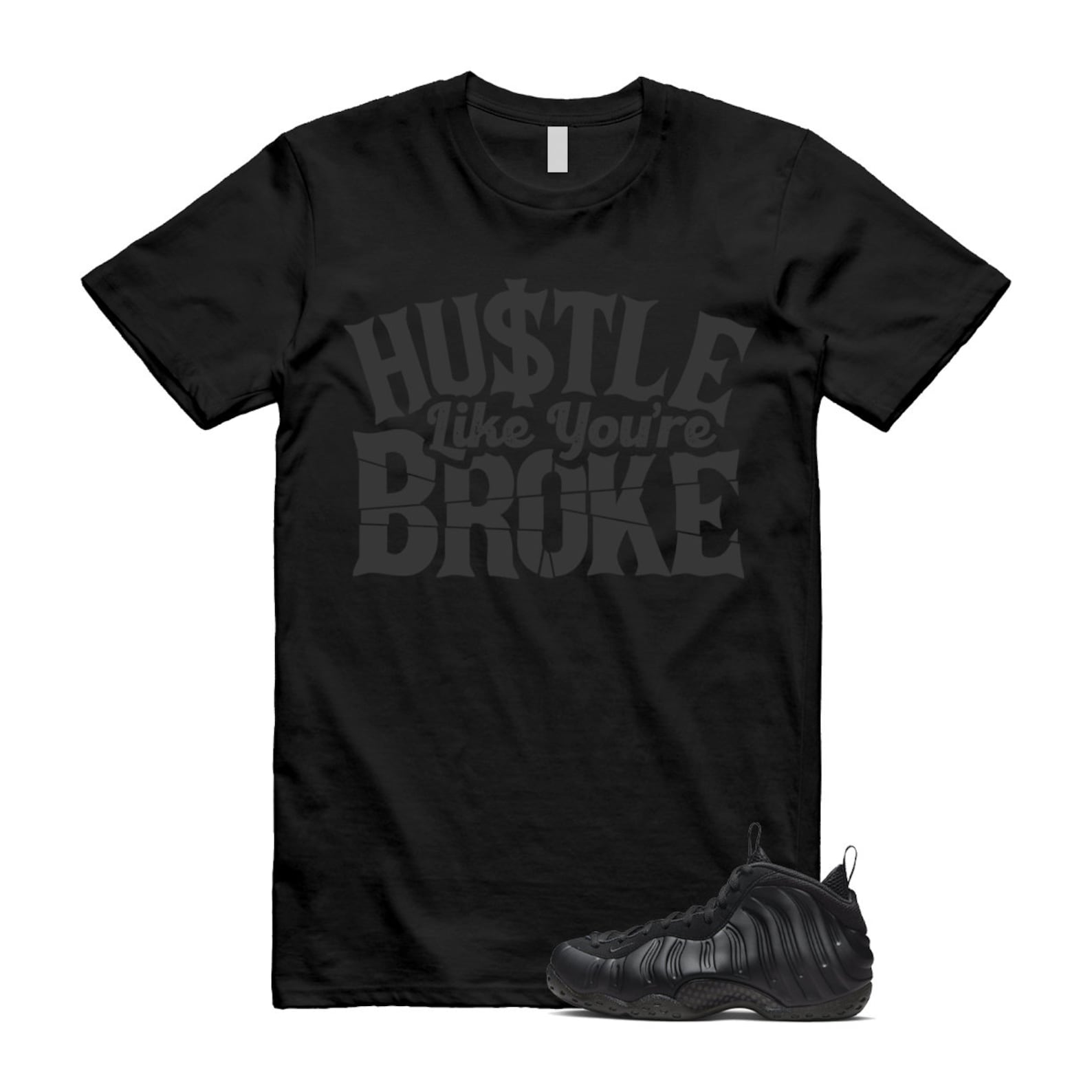 Foamposite Anthracite Air One Black T Shirt Match BROKE ,FD5855-001 T-Shirt, Sneaker Match Tee