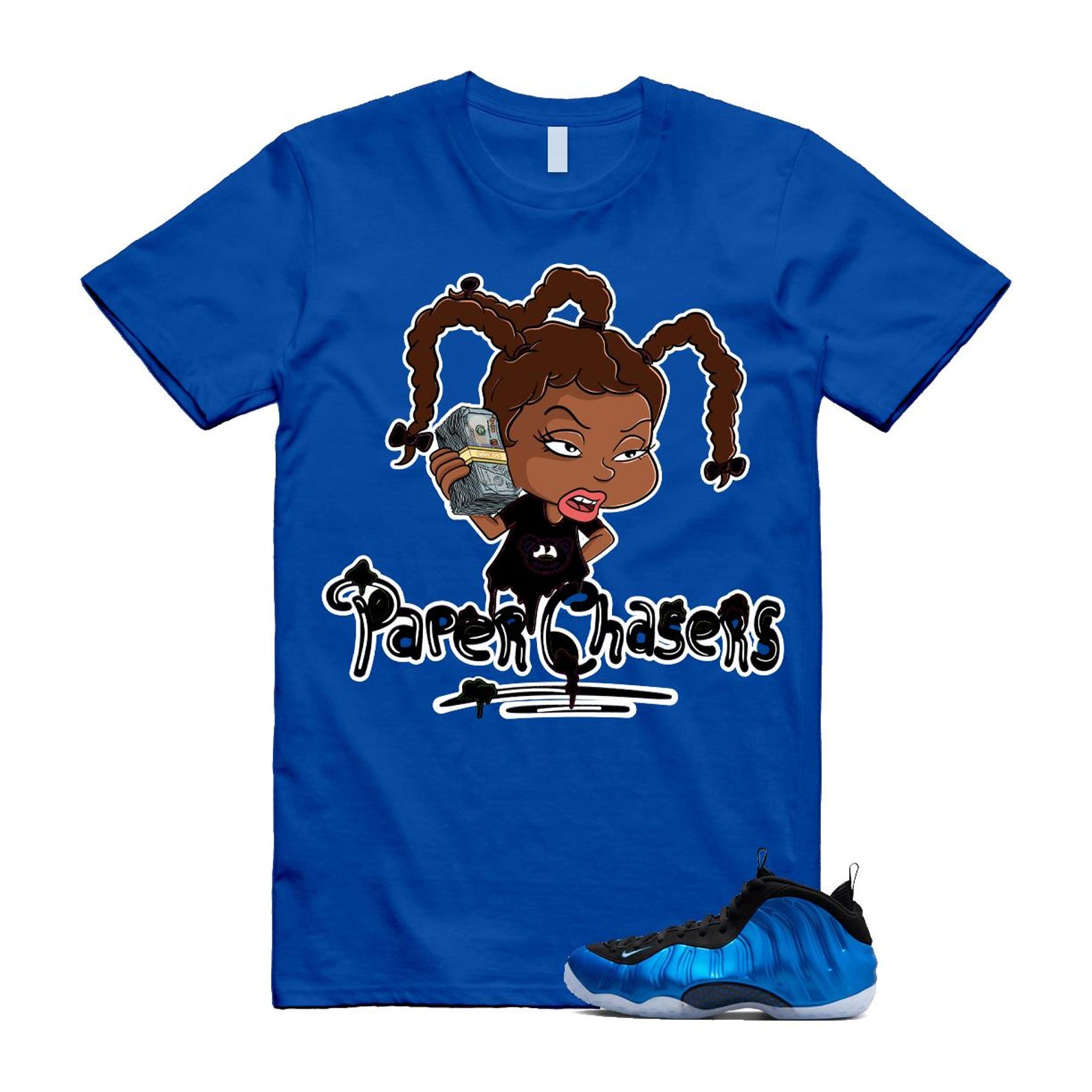 Foamposite Royal International Blue One Air White Black Clear T Shirt Match PC ,FQ8181-511 T-Shirt, Sneaker Match Tee