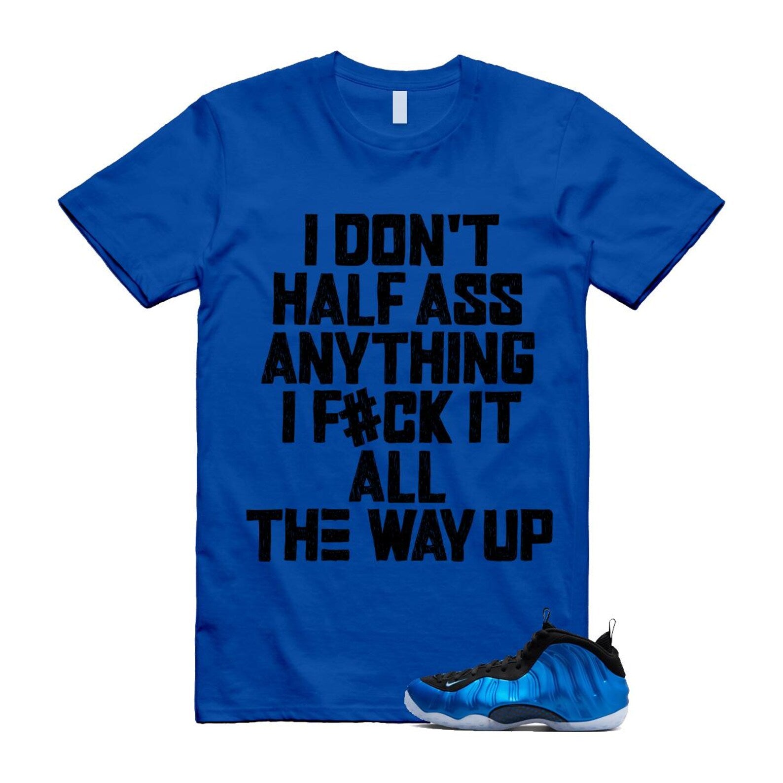 Foamposite Royal International Blue One Air White Black Clear T Shirt Match HALF ,FQ8181-511 T-Shirt, Sneaker Match Tee