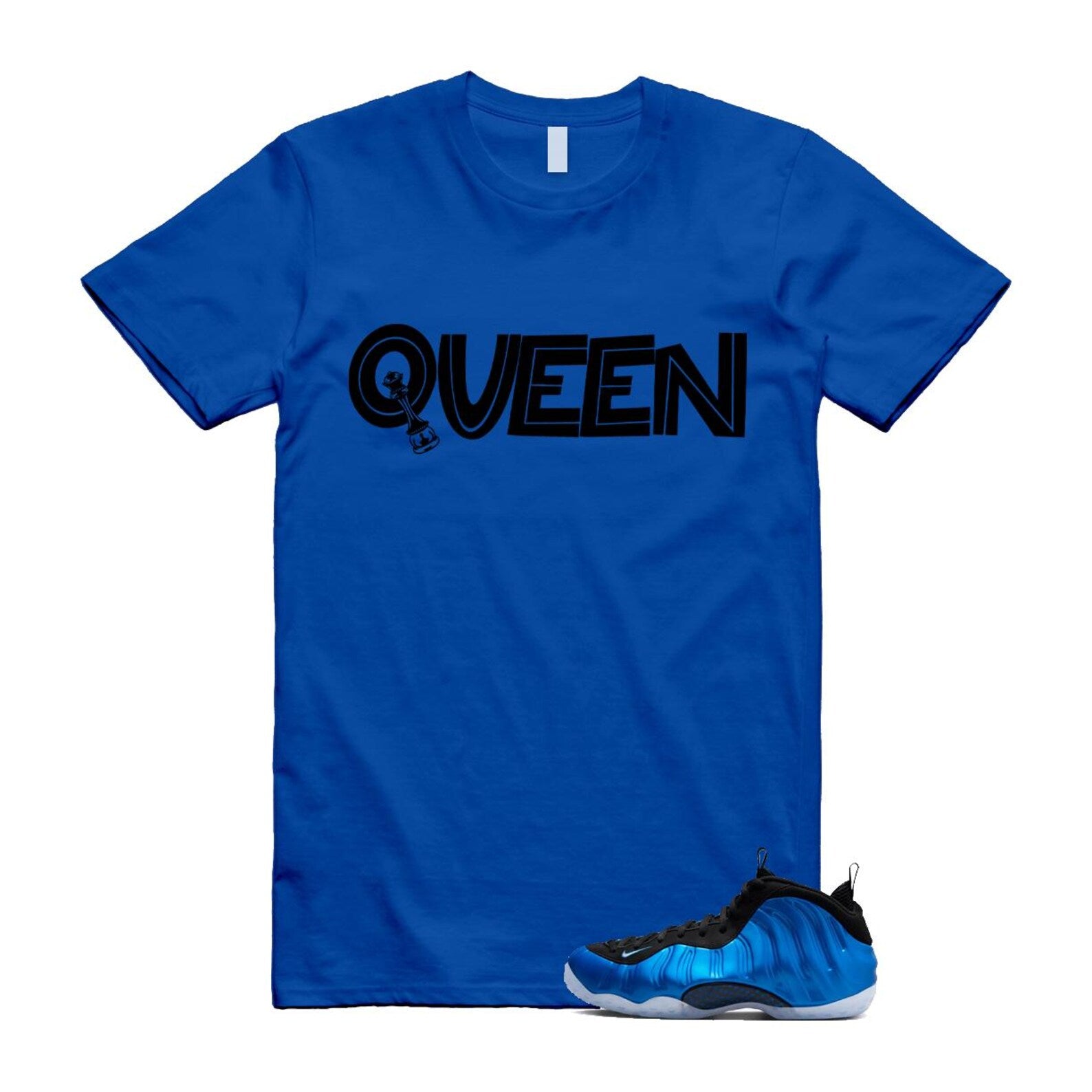 Foamposite Royal International Blue One Air White Black Clear T Shirt Match QUEEN ,FQ8181-511 T-Shirt, Sneaker Match Tee