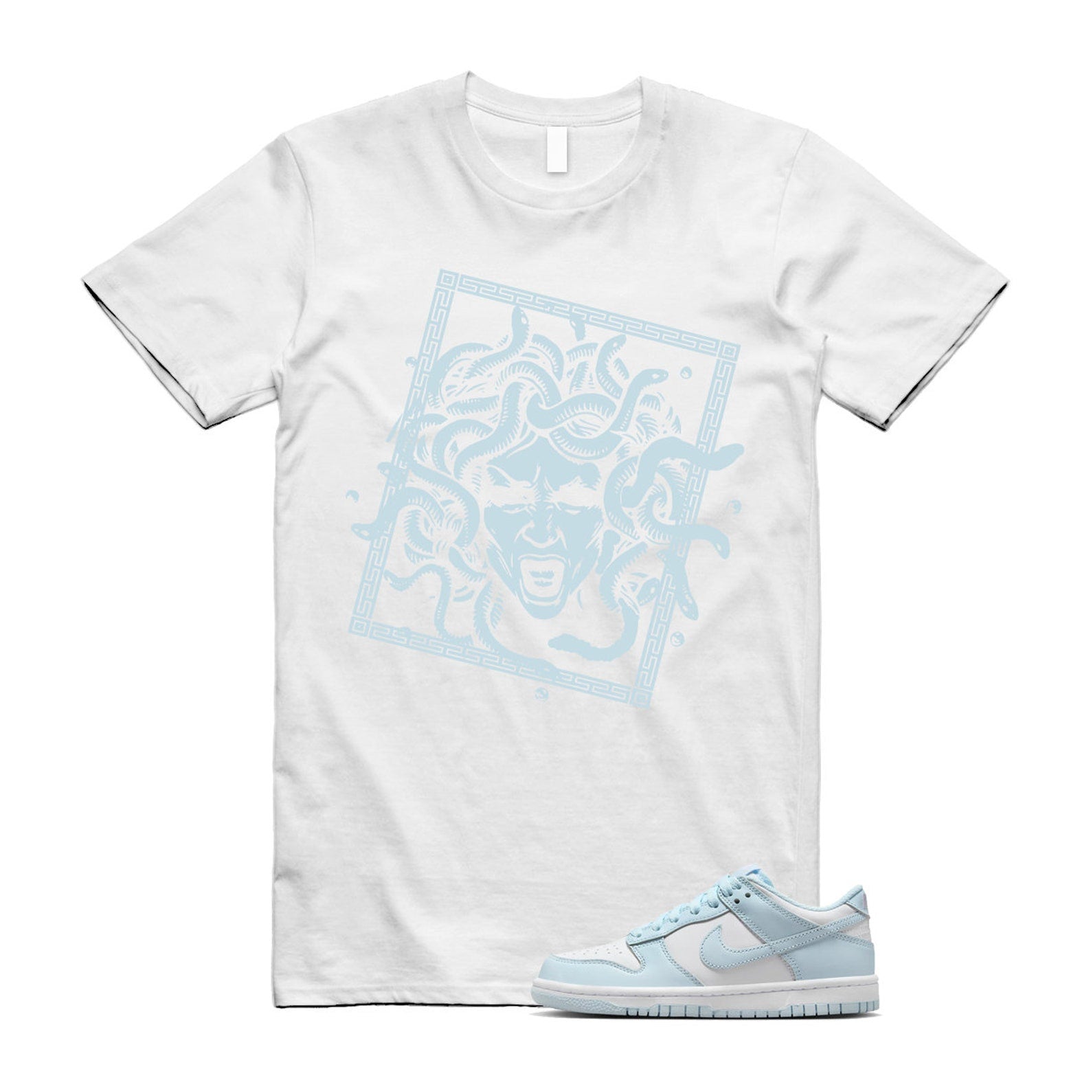 Dunk White Glacier Blue Low GS T Shirt Match SHM ,FB9109-105 T-Shirt, Sneaker Match Tee