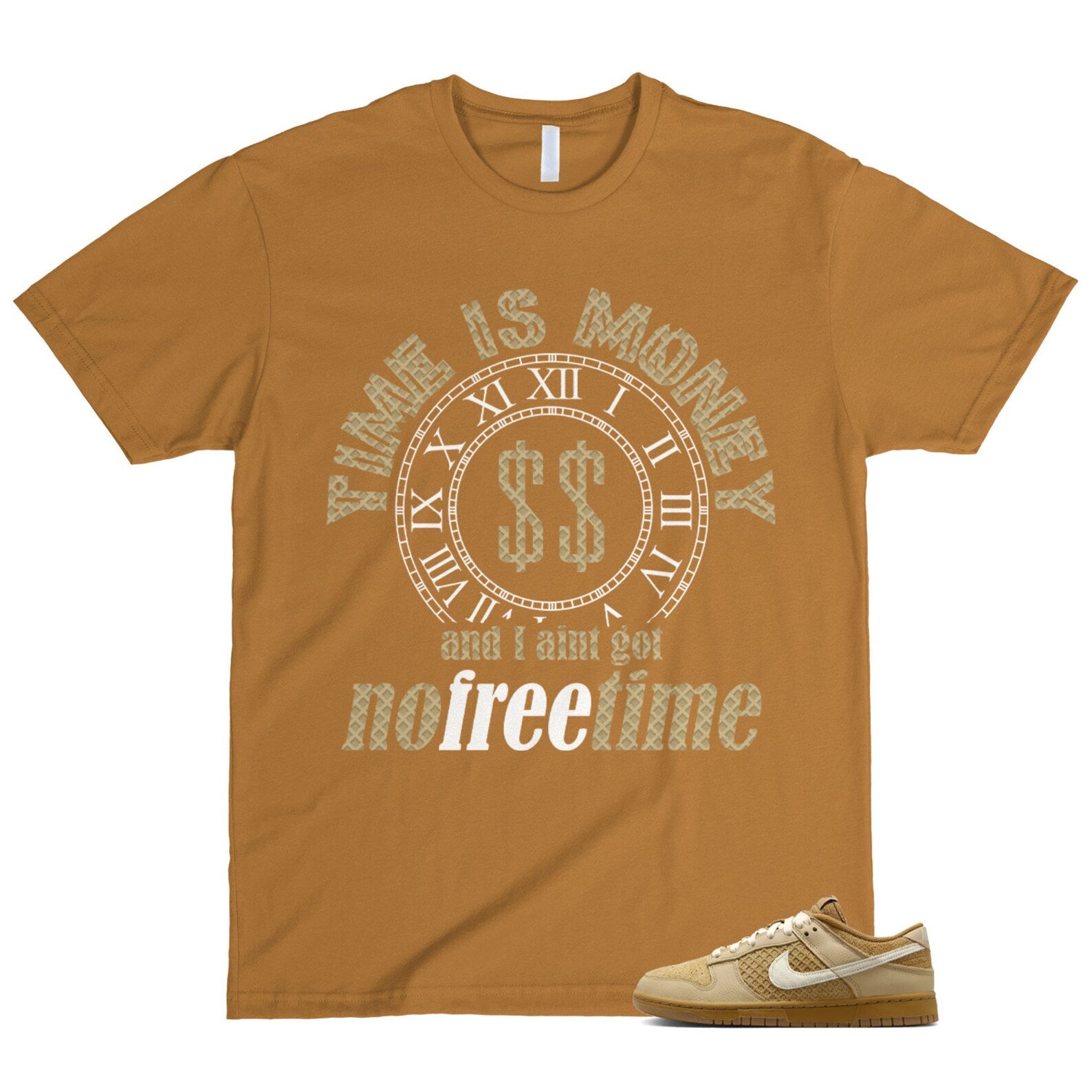 Dunk Waffle Wheat Coconut Milk Sesame Black Total Orange Low T Shirt Match FREE TIME ,FZ4041-744 T-Shirt, Sneaker Match Tee
