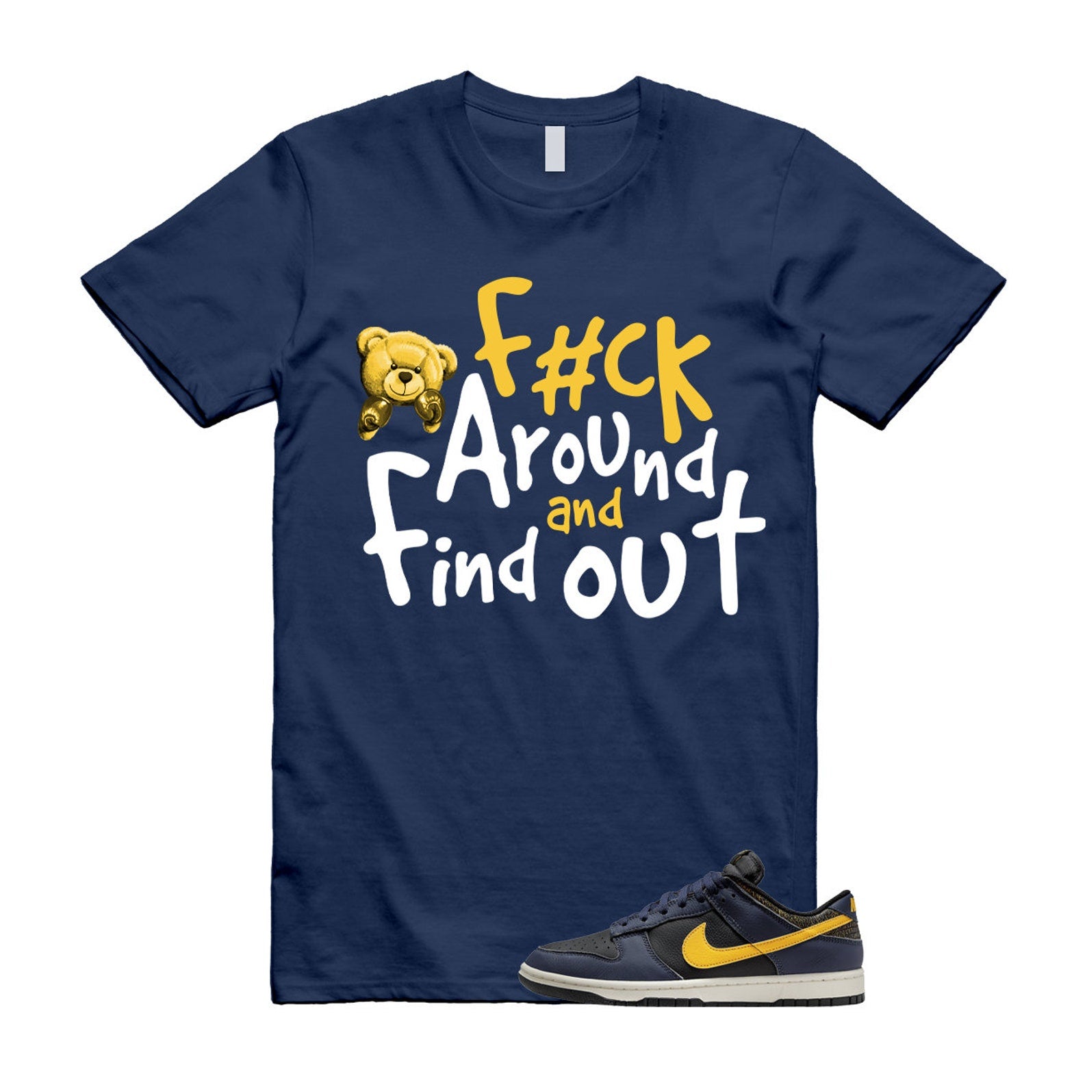 Dunk Vintage Michigan Midnight Navy Sail Black Tour Yellow Low T Shirt Match FCK ,FZ4014-010 T-Shirt, Sneaker Match Tee