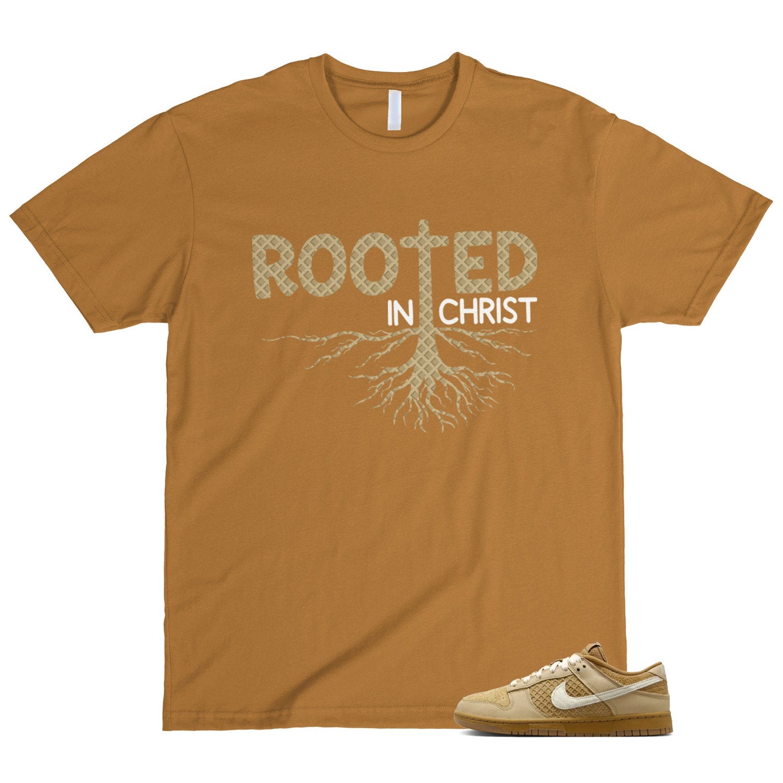 Dunk Waffle Wheat Coconut Milk Sesame Black Total Orange Low T Shirt Match ROOTED ,FZ4041-744 T-Shirt, Sneaker Match Tee