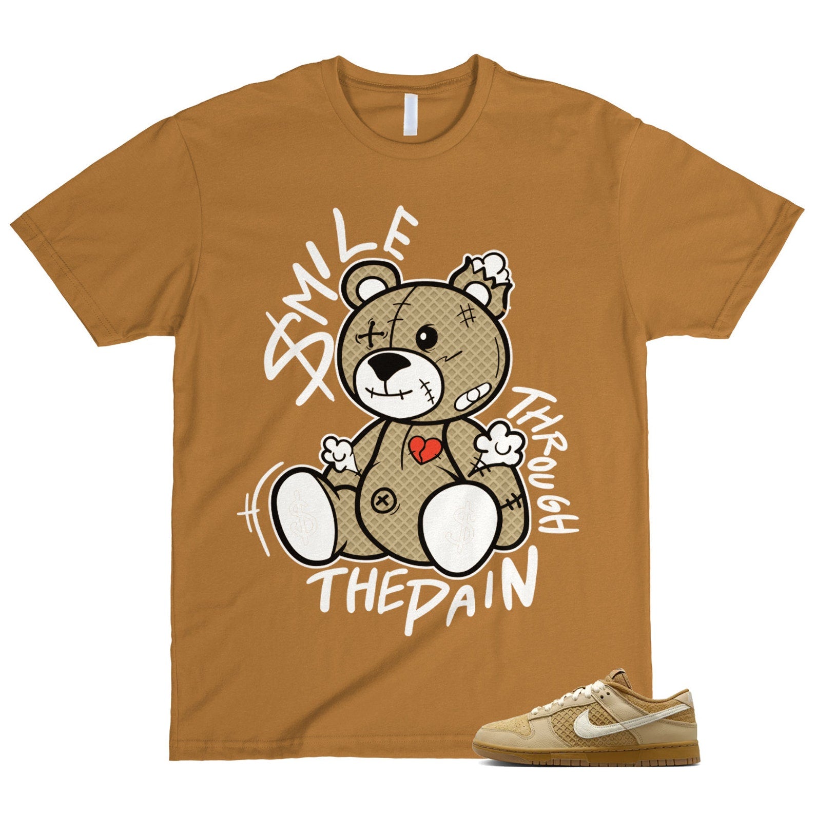 Dunk Waffle Wheat Coconut Milk Sesame Black Total Orange Low T Shirt Match Smile Through The Pain ,FZ4041-744 T-Shirt, Sneaker Match Tee