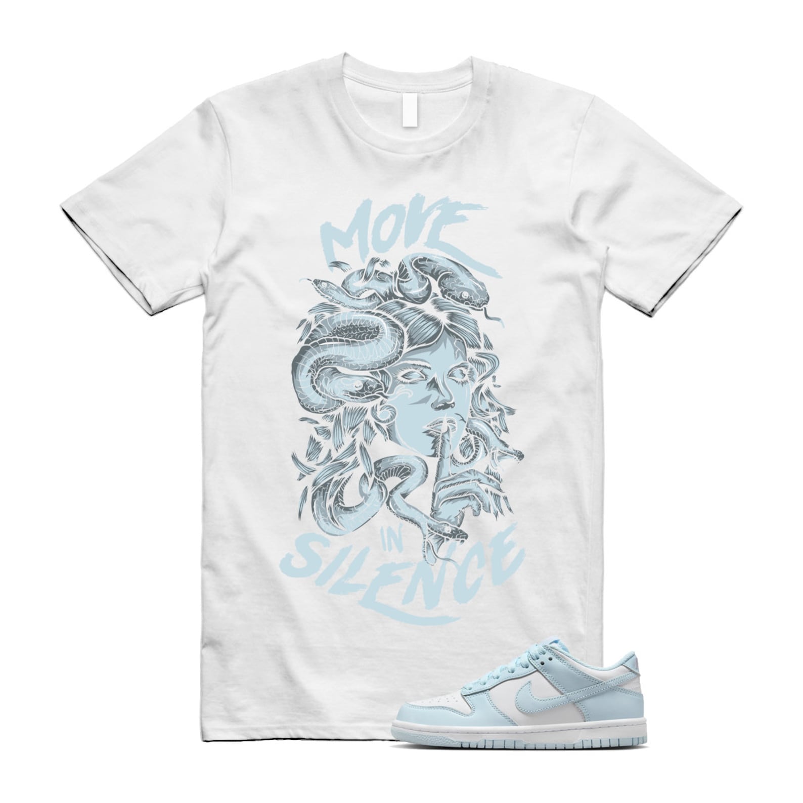 Dunk White Glacier Blue Low GS T Shirt Match MIS ,FB9109-105 T-Shirt, Sneaker Match Tee