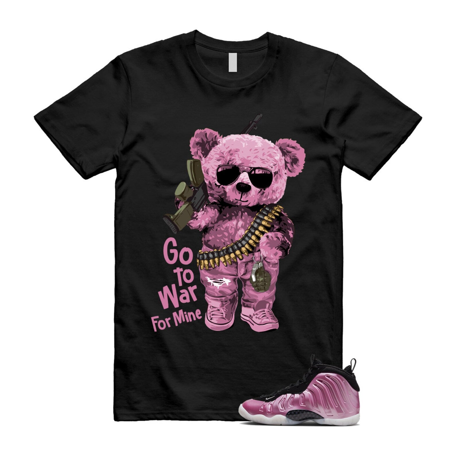 WAR T Shirt to match N Little Posite One Polarized Pink Metallic Silver Black White Foamposite ,DX1947-600 T-Shirt, Sneaker Match Tee