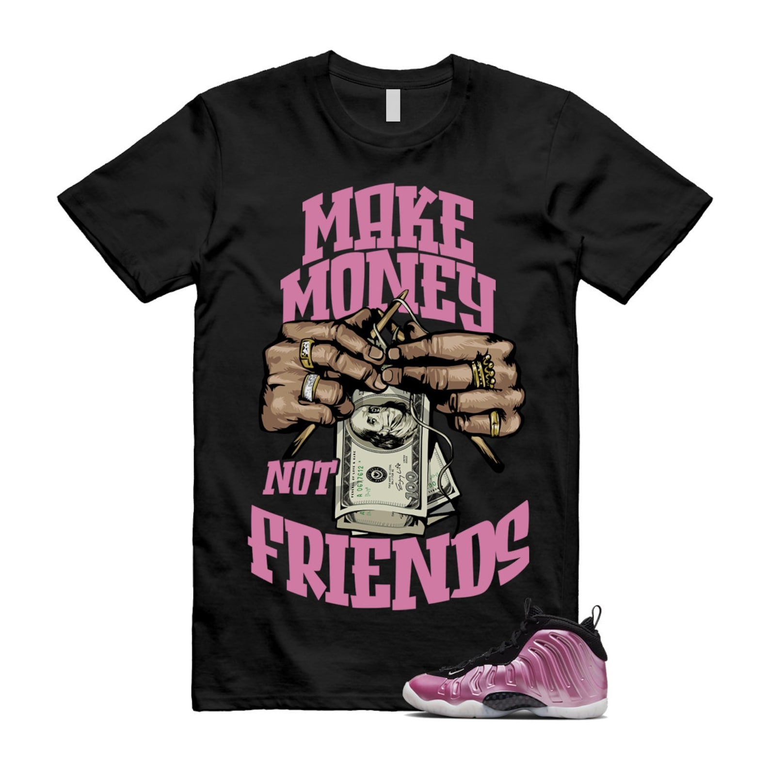 MM T Shirt to match N Little Posite One Polarized Pink Metallic Silver Black White Foamposite ,DX1947-600 T-Shirt, Sneaker Match Tee