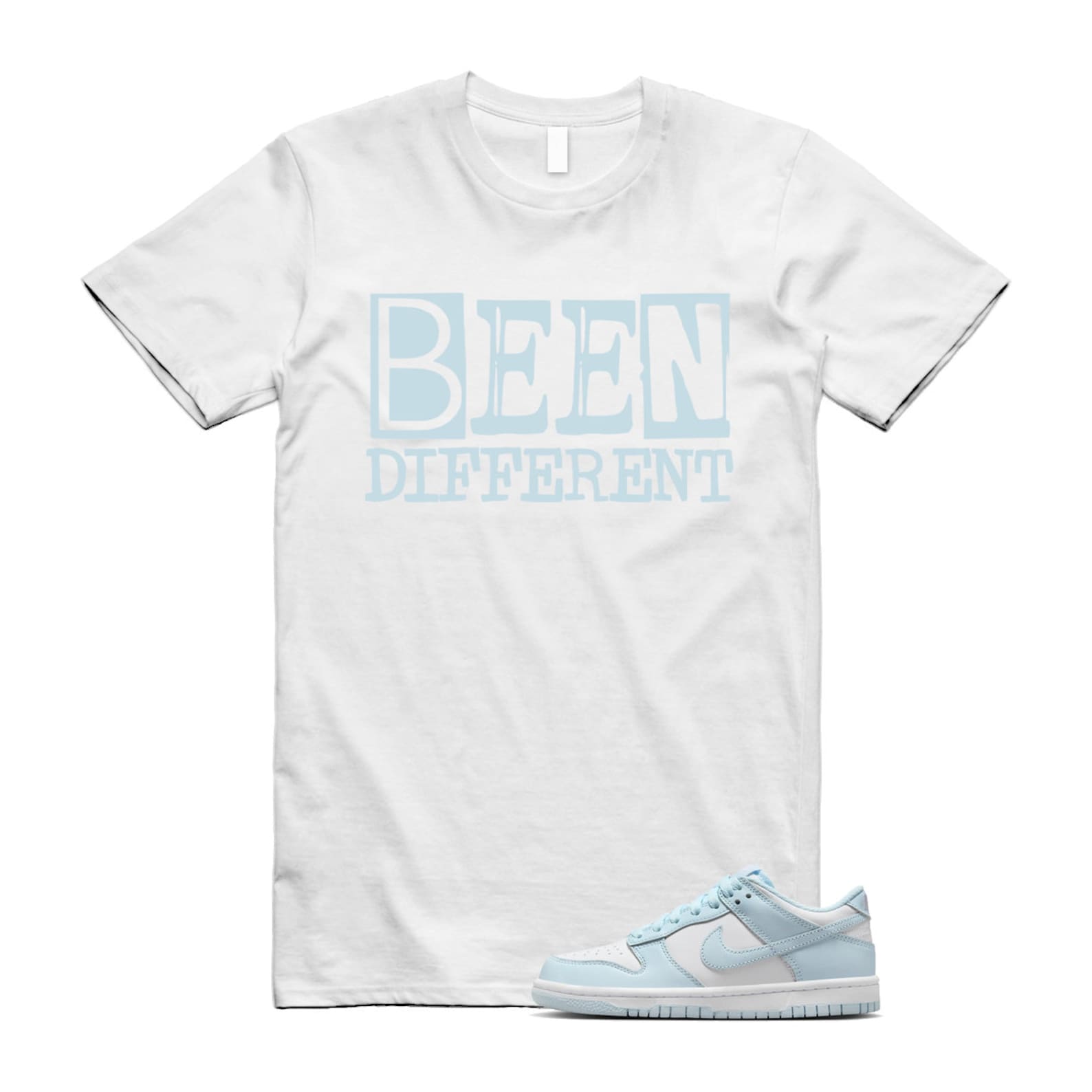 Dunk White Glacier Blue Low GS T Shirt Match BEEN ,FB9109-105 T-Shirt, Sneaker Match Tee