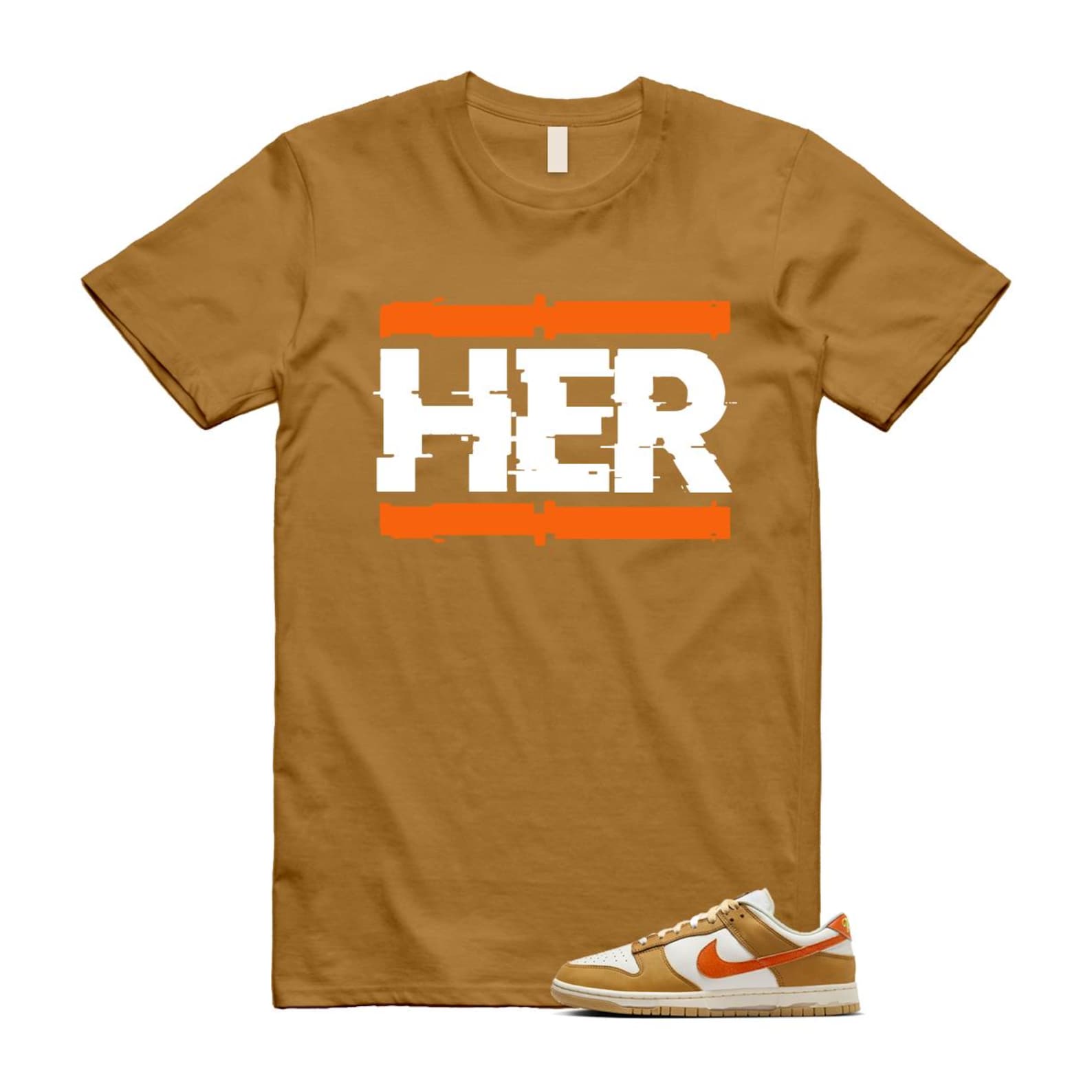 Dunk Wheat Safety Orange Sail Coconut Milk Low Retro T Shirt Match HER ,HM3729-181 T-Shirt, Sneaker Match Tee