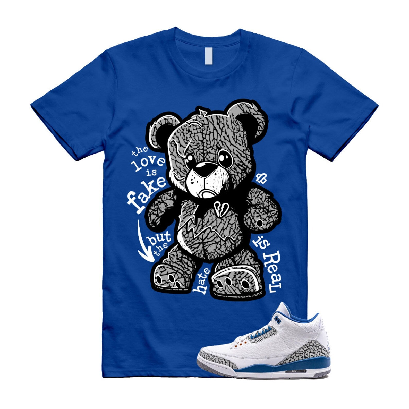 HIS T Shirt to match Air J 3 Wizards White Metallic Copper True Blue Cement Grey ,CT8532-148 T-Shirt, Sneaker Match Tee