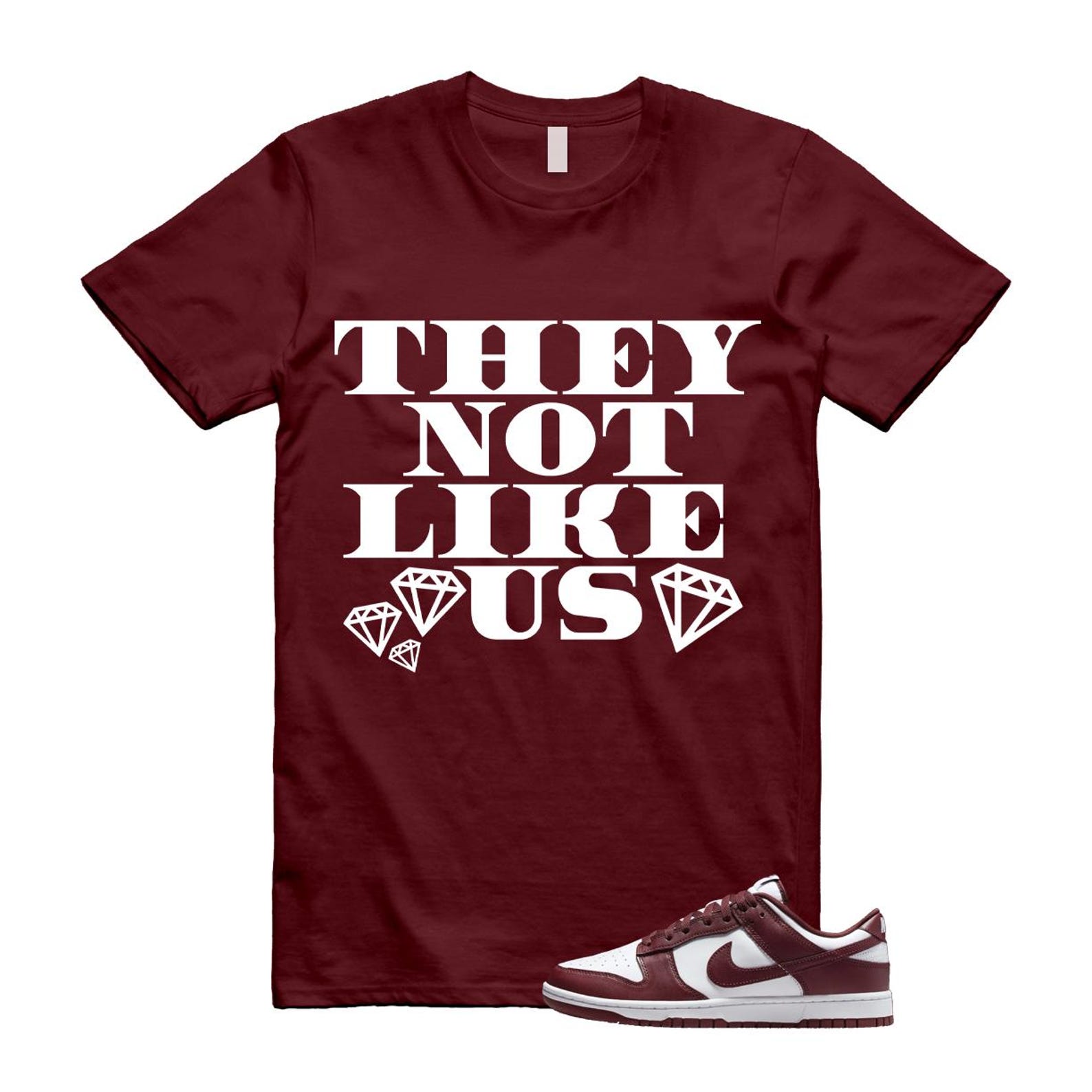 Dunk Team Red White Low Maroon Burgundy T Shirt Match US2 ,DD1391-601 T-Shirt, Sneaker Match Tee