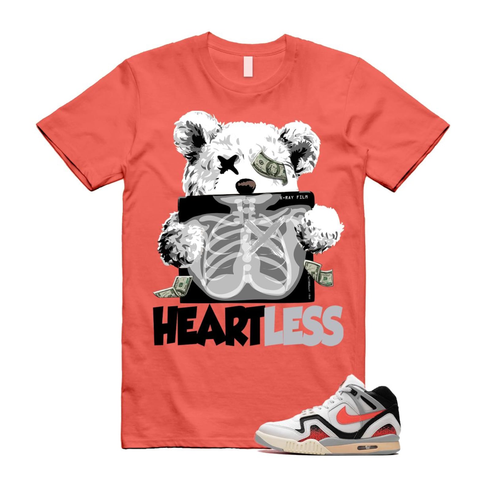 Hot Lava Air Tech Challenge II Phantom Black Pale Ivory T Shirt Match HEART ,FZ9033-001 T-Shirt, Sneaker Match Tee
