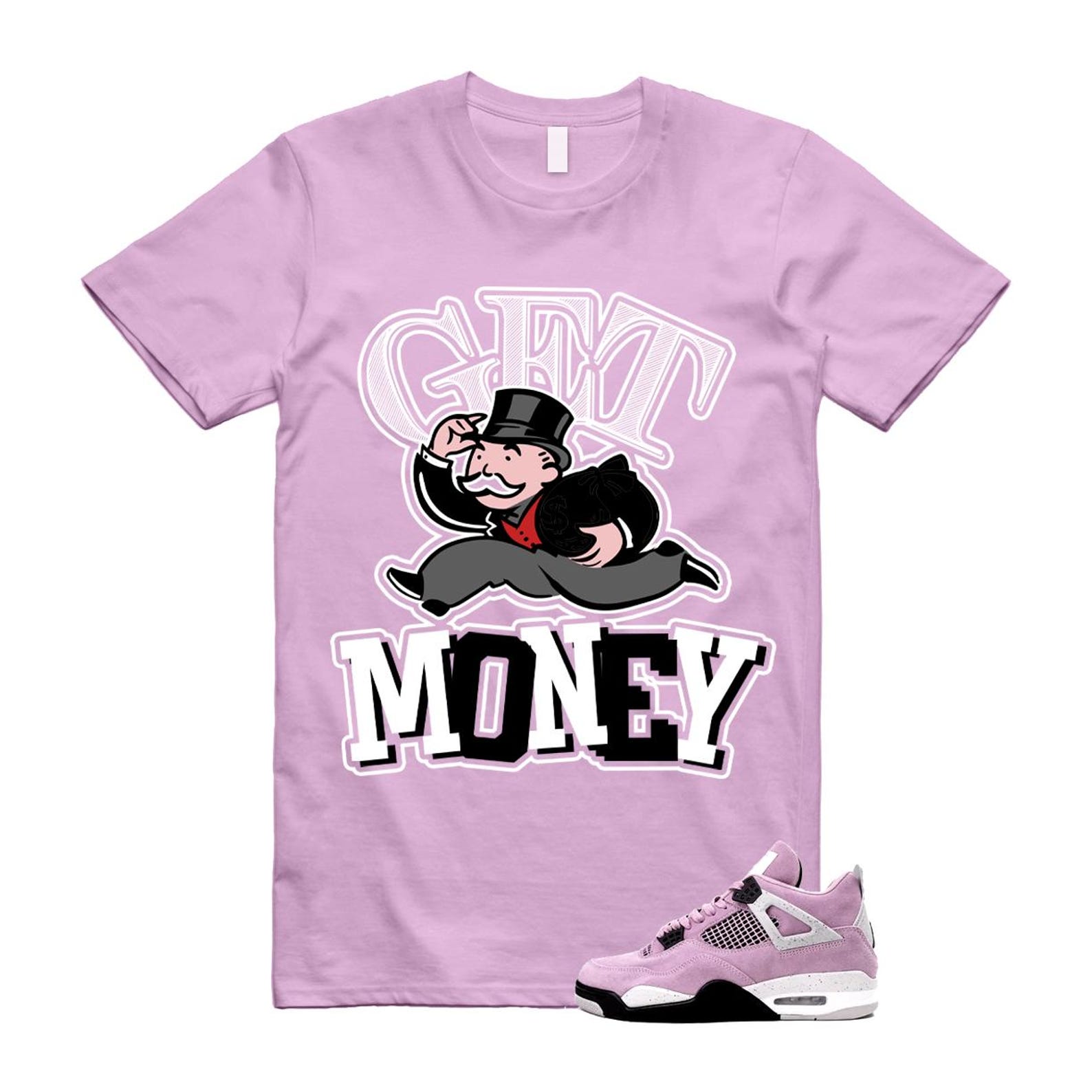 4 Orchid Neutral Grey Black White T Shirt Match GM ,AQ9129-501 T-Shirt, Sneaker Match Tee