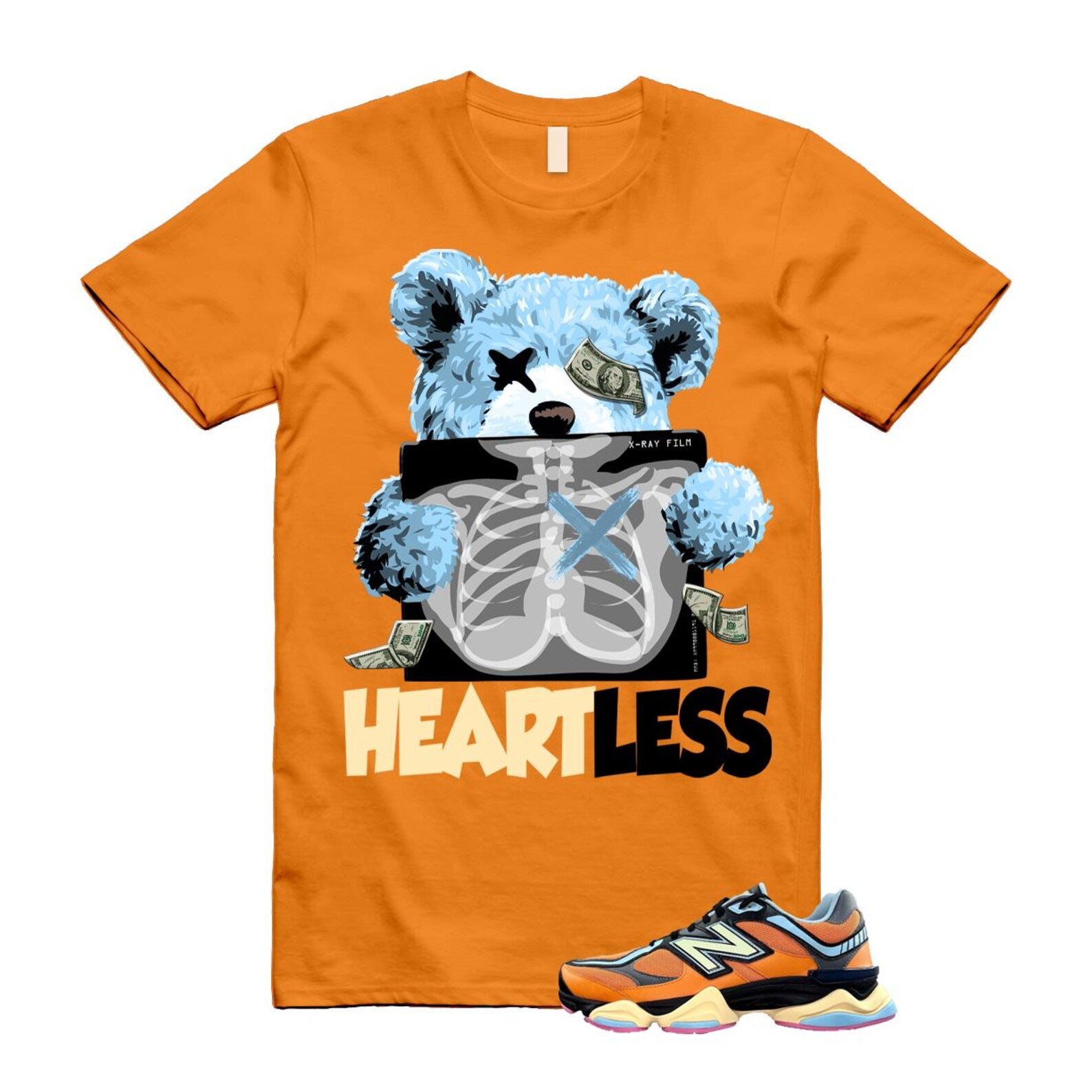 9060 Sun Glow Team Sky Blue Orange Black T Shirt Match HEART ,GC9060OG T-Shirt, Sneaker Match Tee