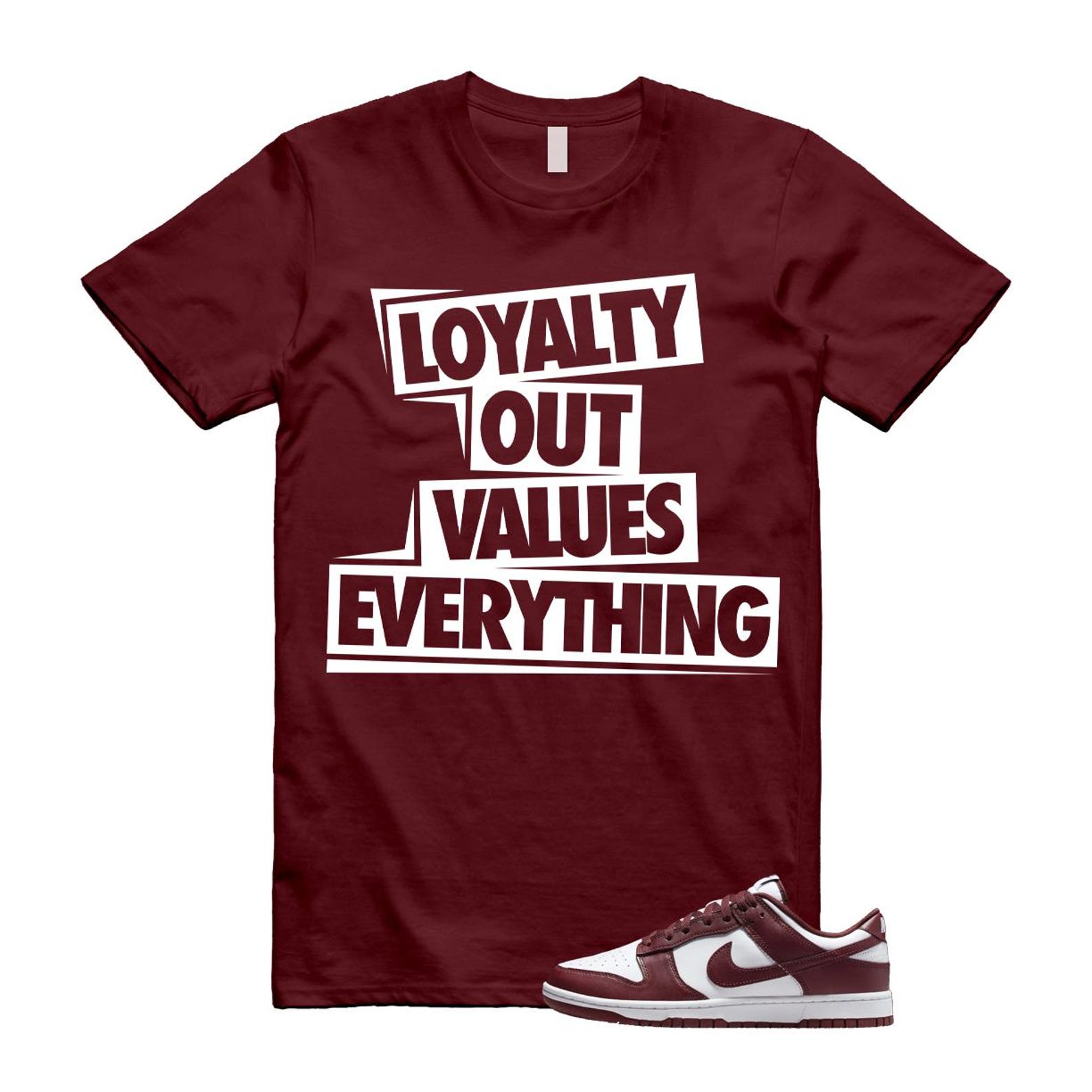 Dunk Team Red White Low Maroon Burgundy T Shirt Match LOVE ,DD1391-601 T-Shirt, Sneaker Match Tee