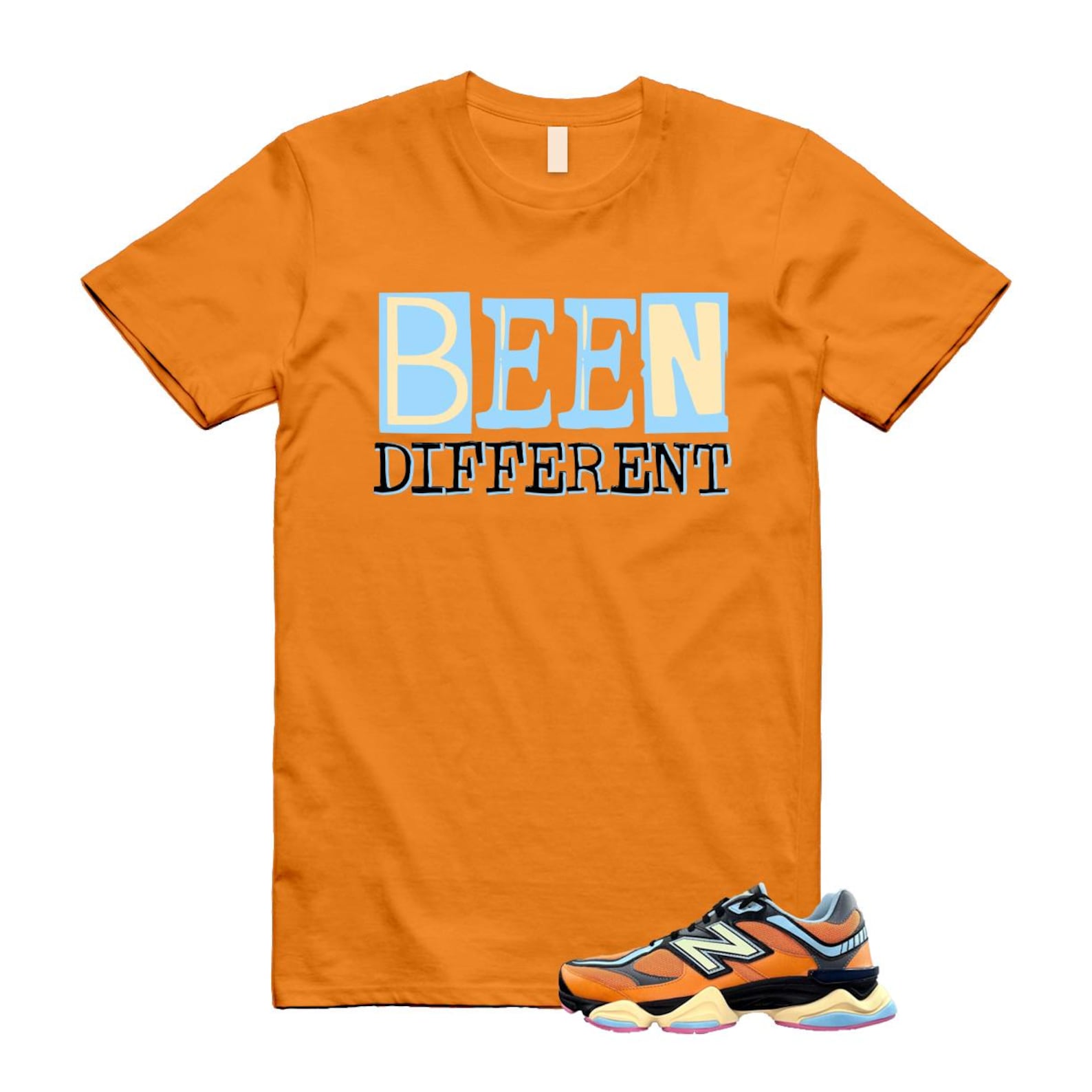 9060 Sun Glow Team Sky Blue Orange Black T Shirt Match BEEN ,GC9060OG T-Shirt, Sneaker Match Tee